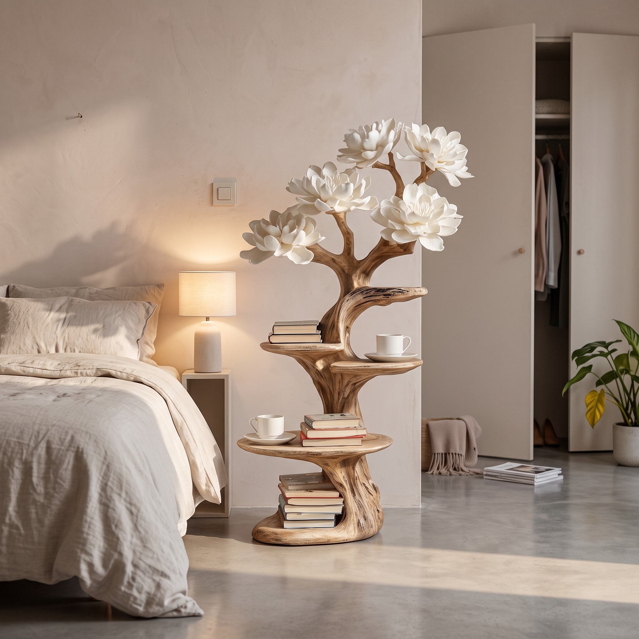 Rustic Tree Nightstand Bedroom Bed