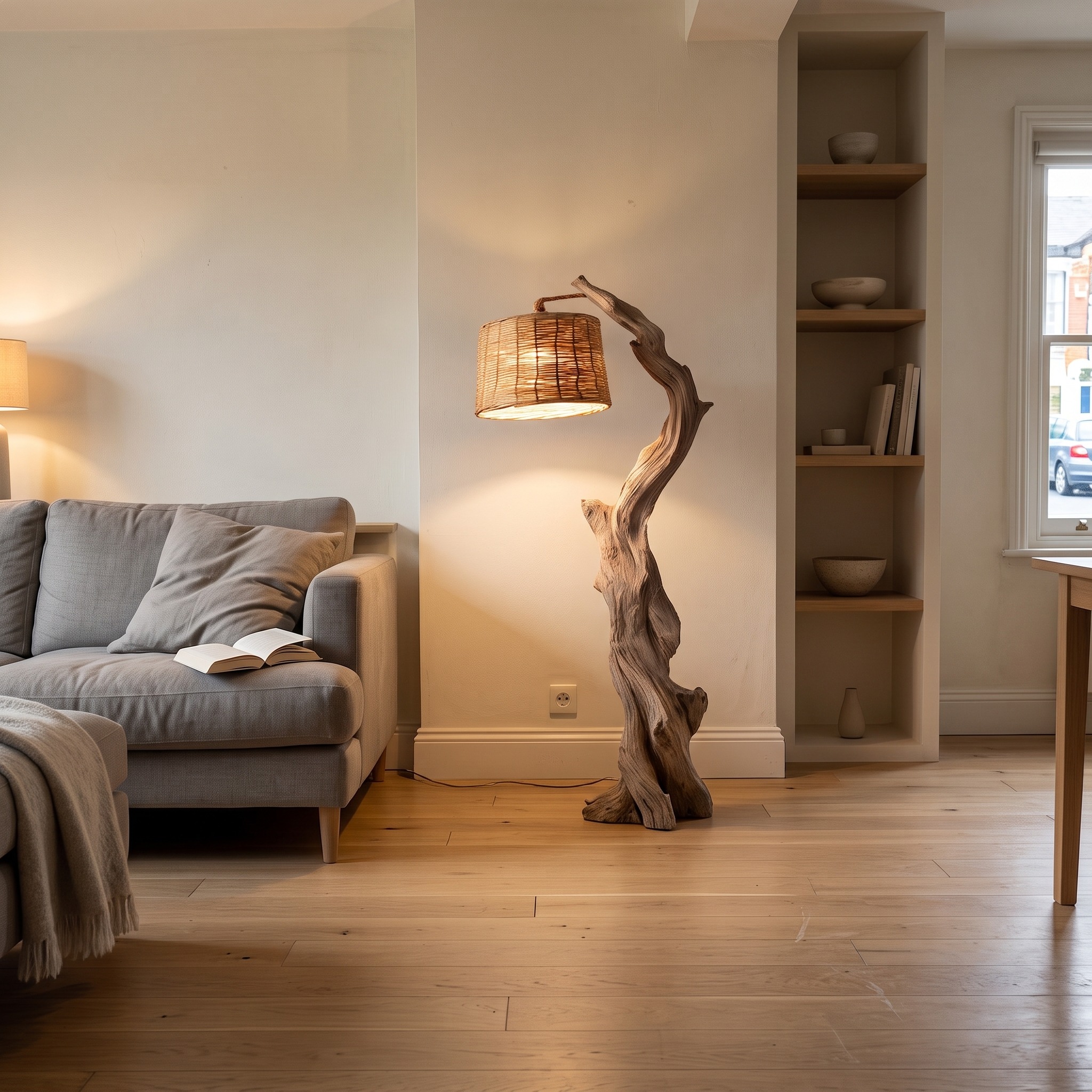 Rustic Tree Nightstand Floating Bedroom Table