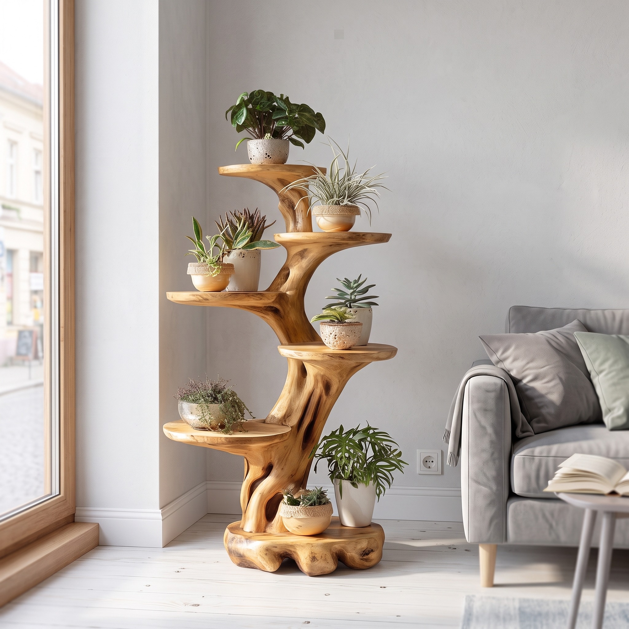 Rustic Tree Planter Display Living Space
