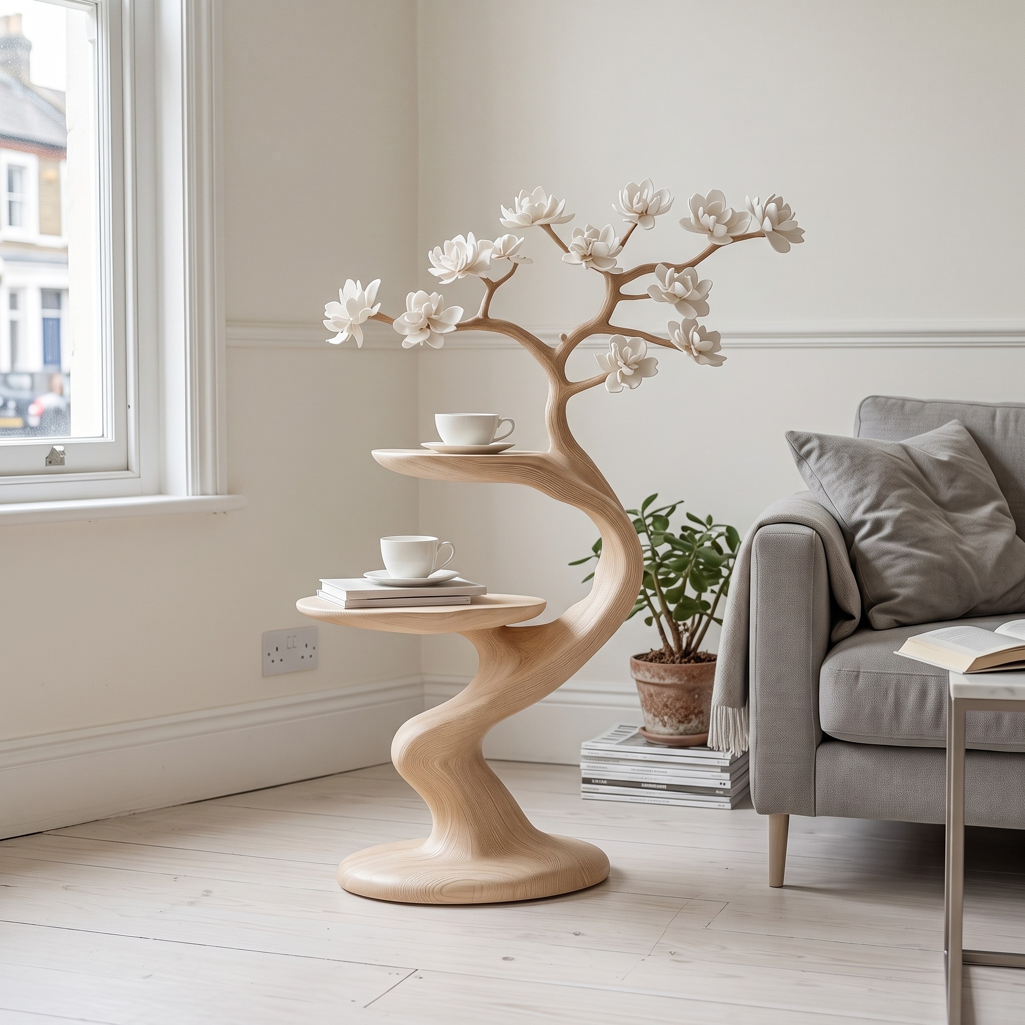 Rustic Tree Shape Side Table Bedroom Decor