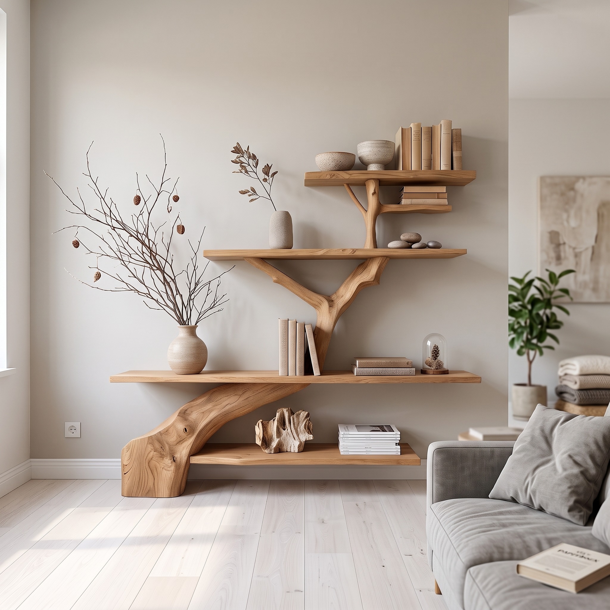 Rustic Tree Shelf Entry Living Room
