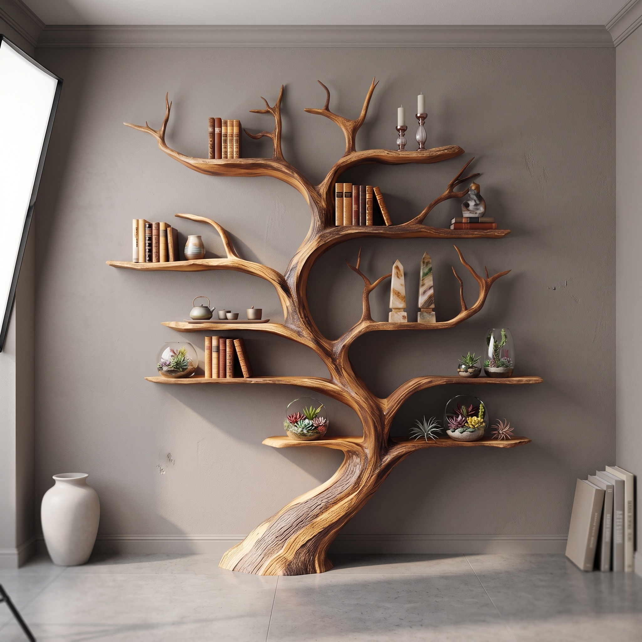 Rustic Tree Shelf Handmade Wood Wall Mounted Gift