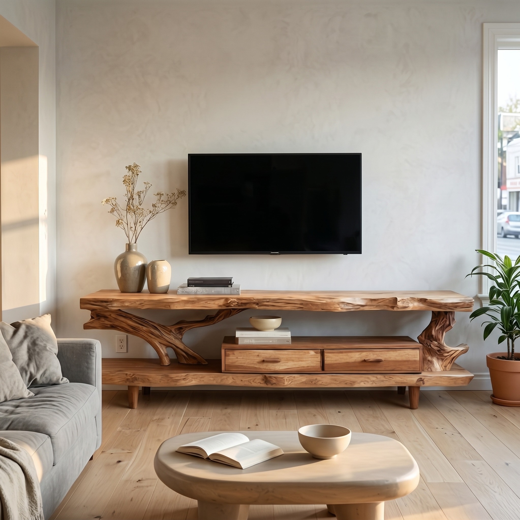 Rustic TV Console Table for Living Room and Interior Design