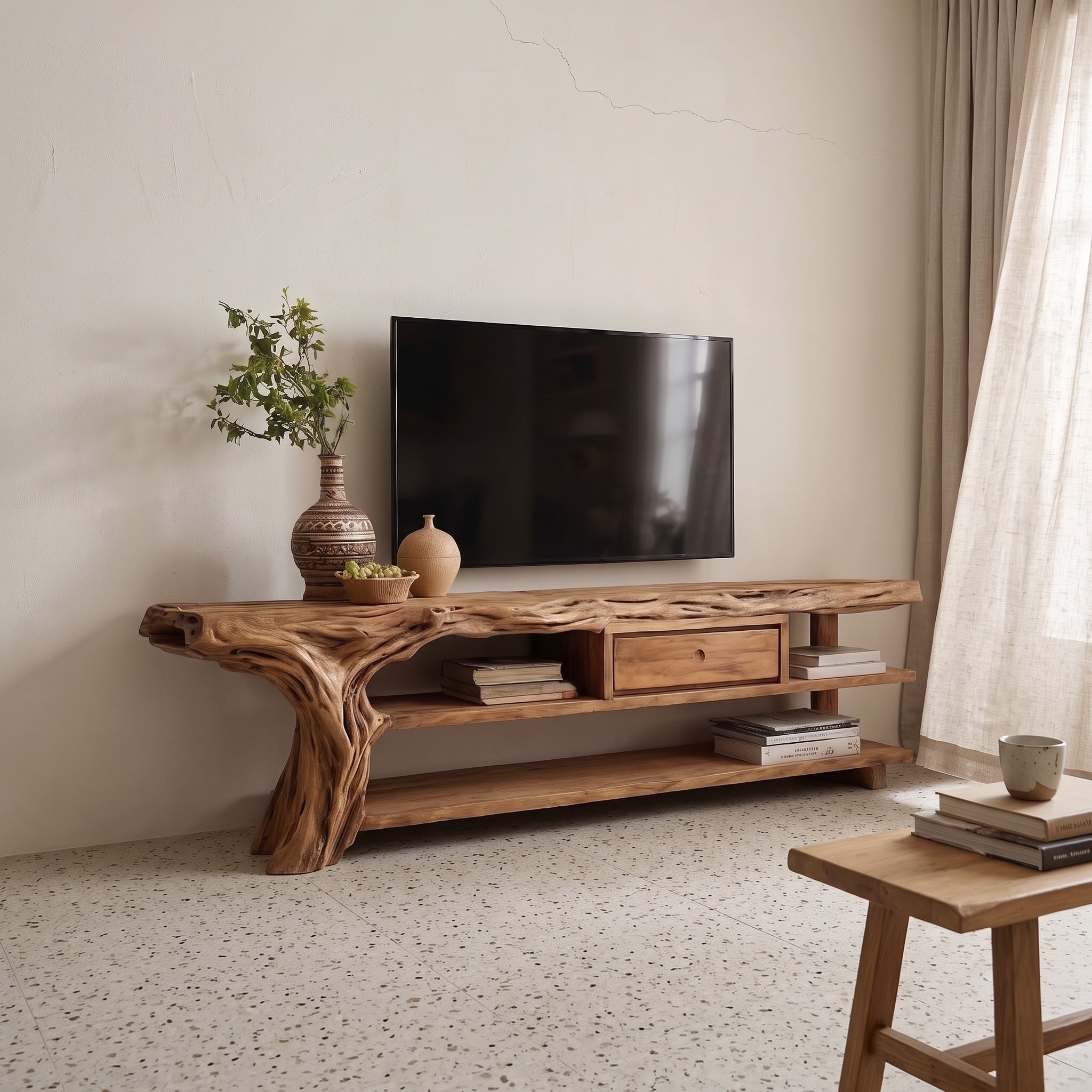 Rustic TV Stand Console for Living Room and Family Area
