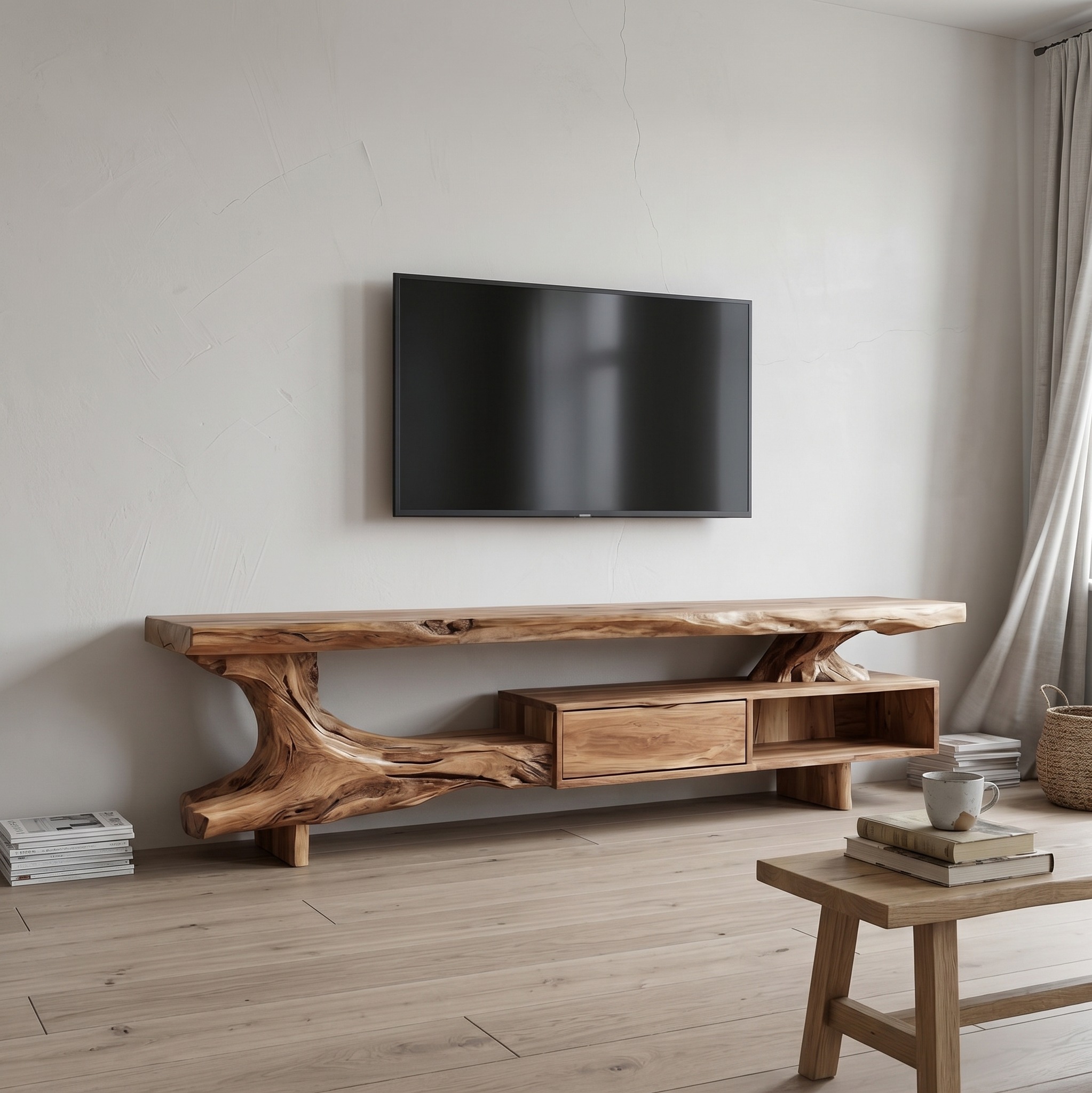 Rustic TV Stand for Living Room and Home Interior