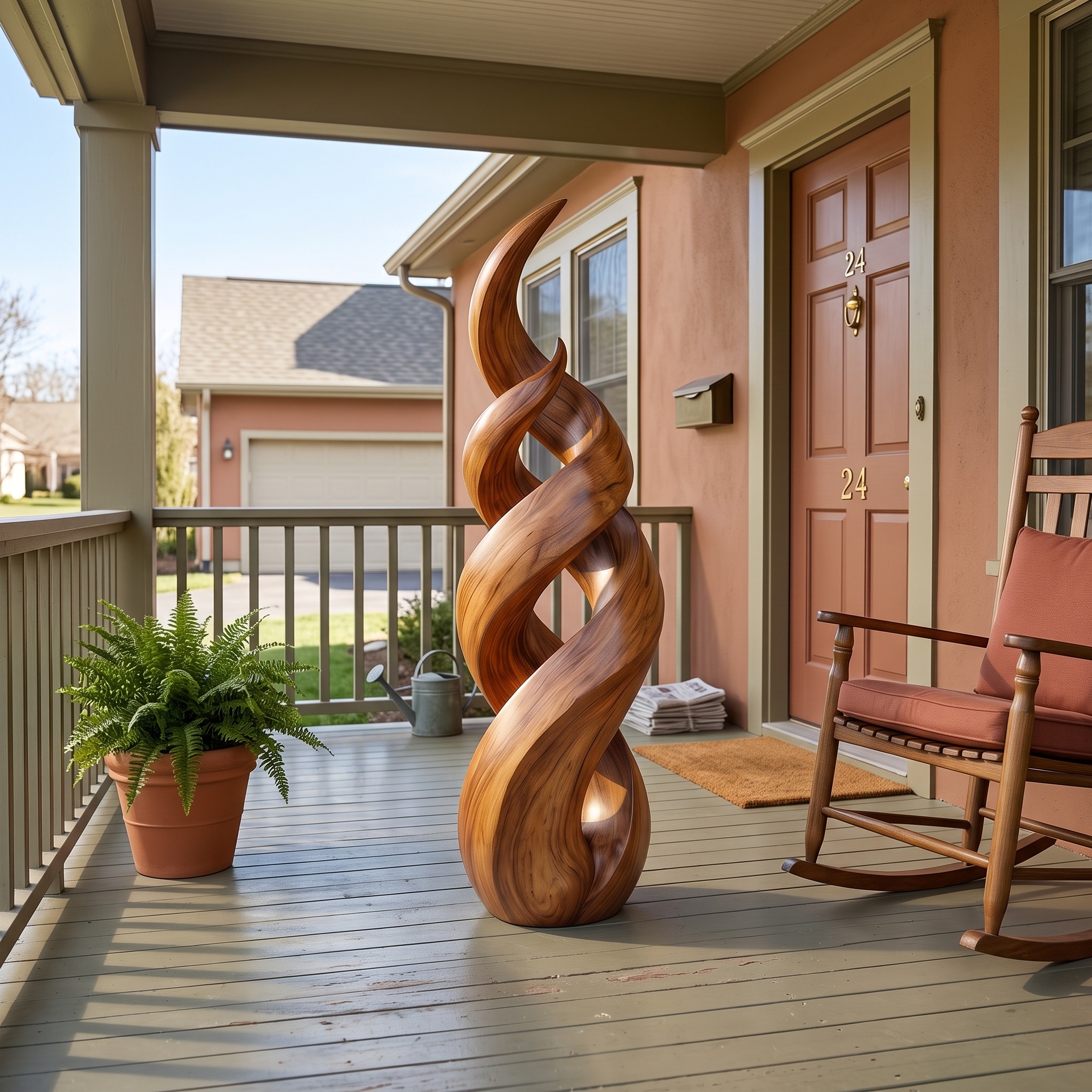 Rustic Twisted Wood Sculpture for Elegant Outdoor Patio Decor
