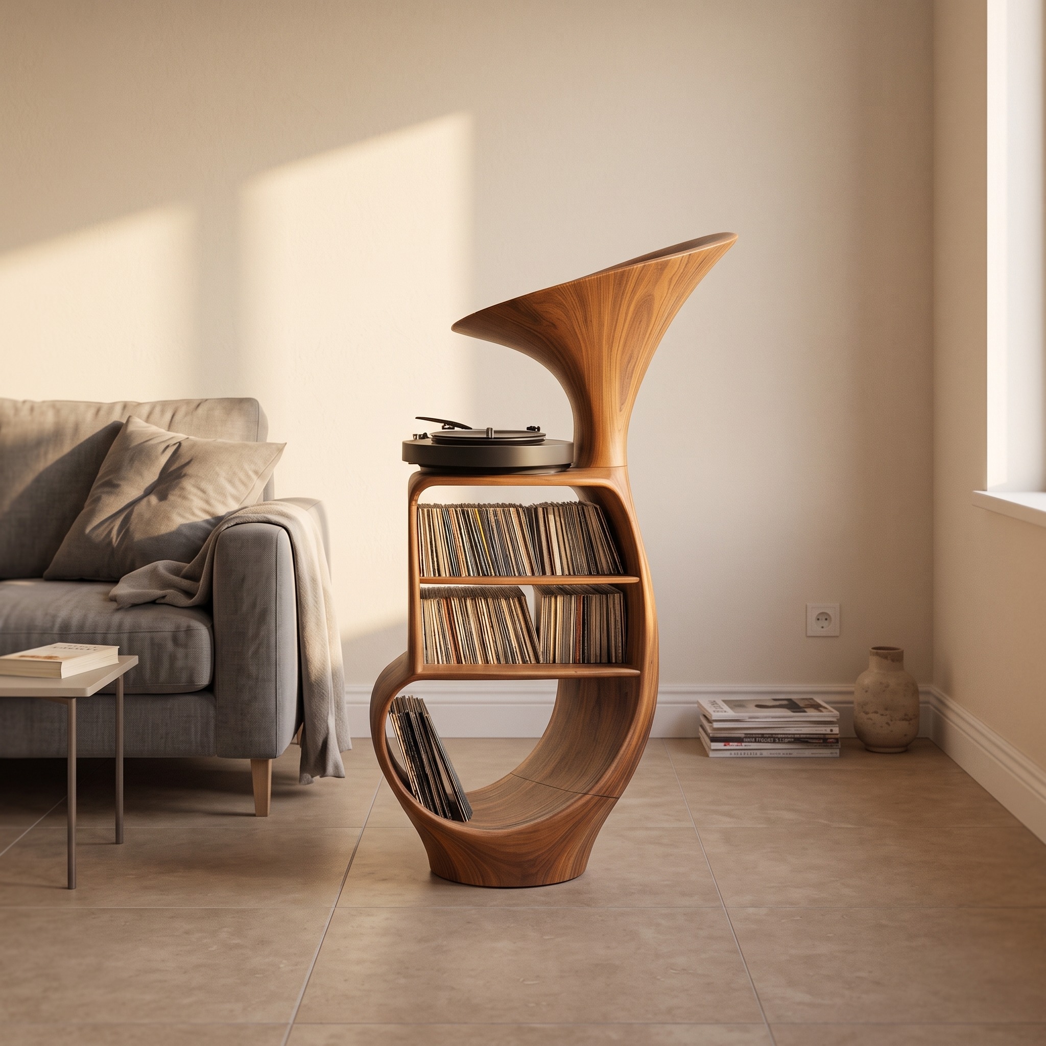 Rustic Vinyl Record Cabinet for Furniture Decor