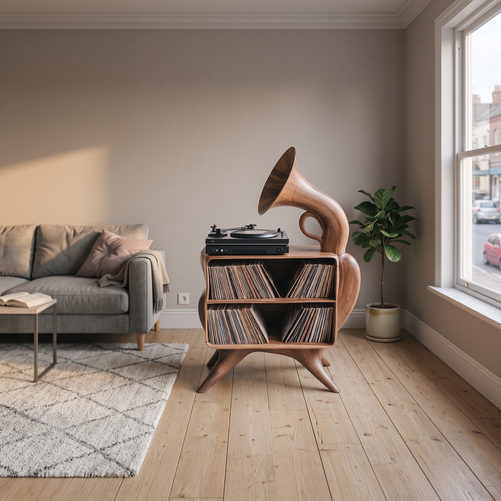 Rustic Vinyl Record Storage for Bedroom Furniture