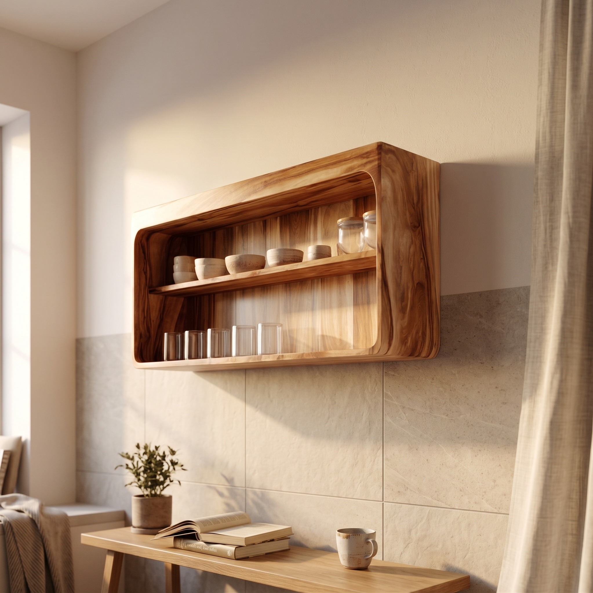 Rustic Wall Display Cabinet for Kitchen or Dining Area