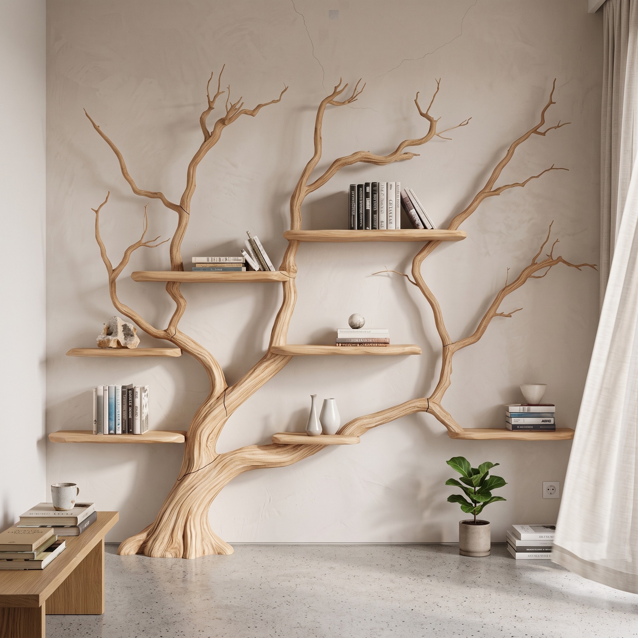 Rustic Wall Mounted Branch Tree for Living Room