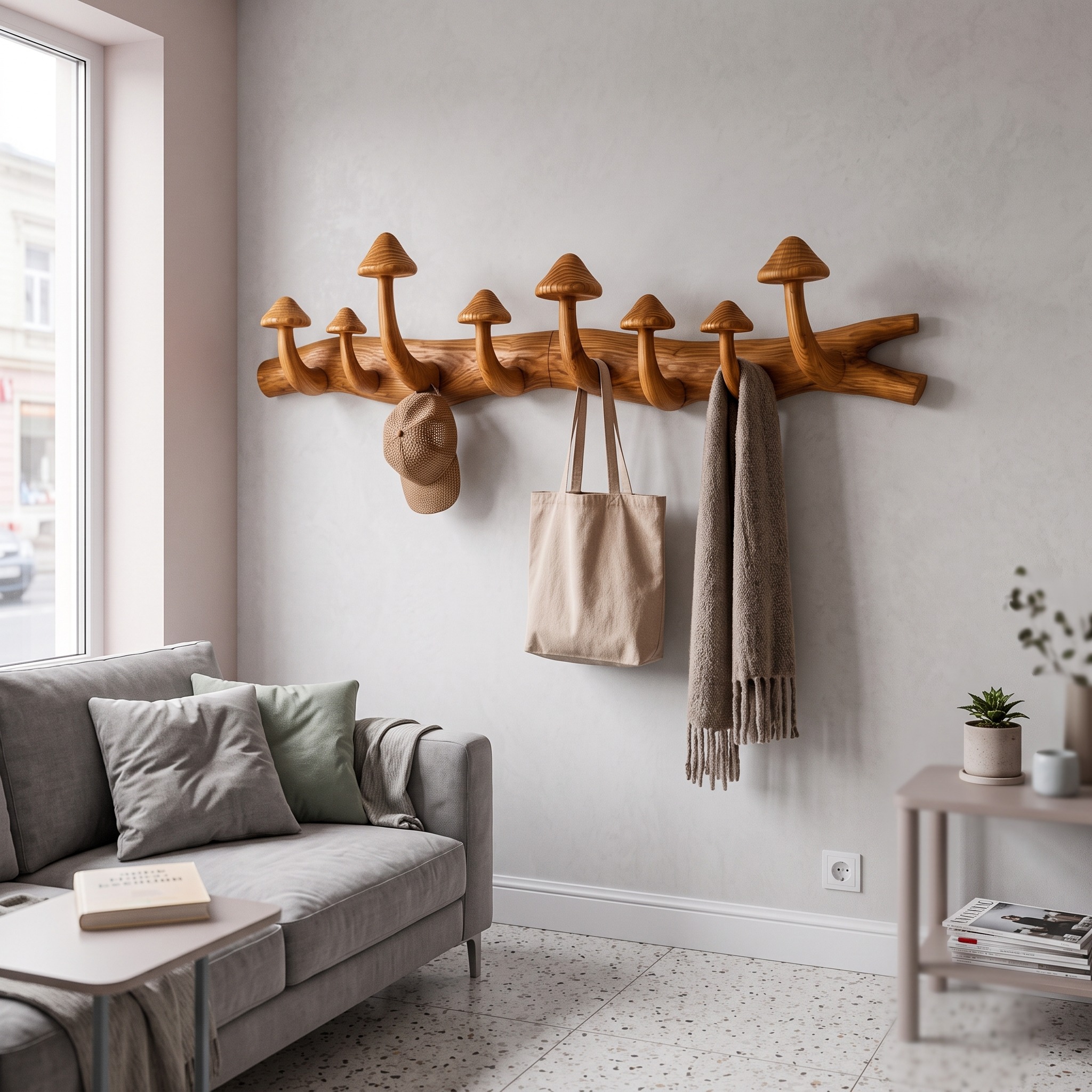 Rustic Wall Mounted Coat Rack Hook Organizer for Entryway Hallway