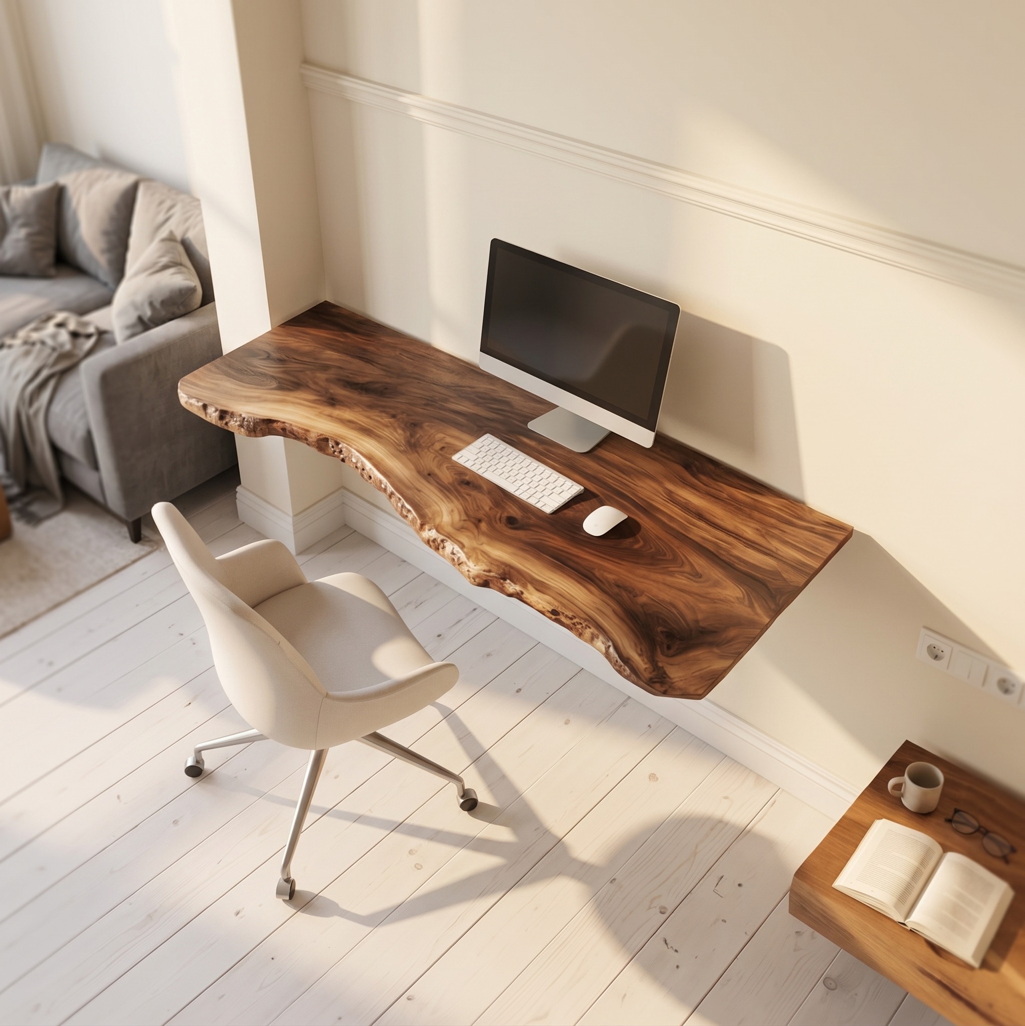 Rustic Wall Mounted Desk for Home Office and Minimal Interior