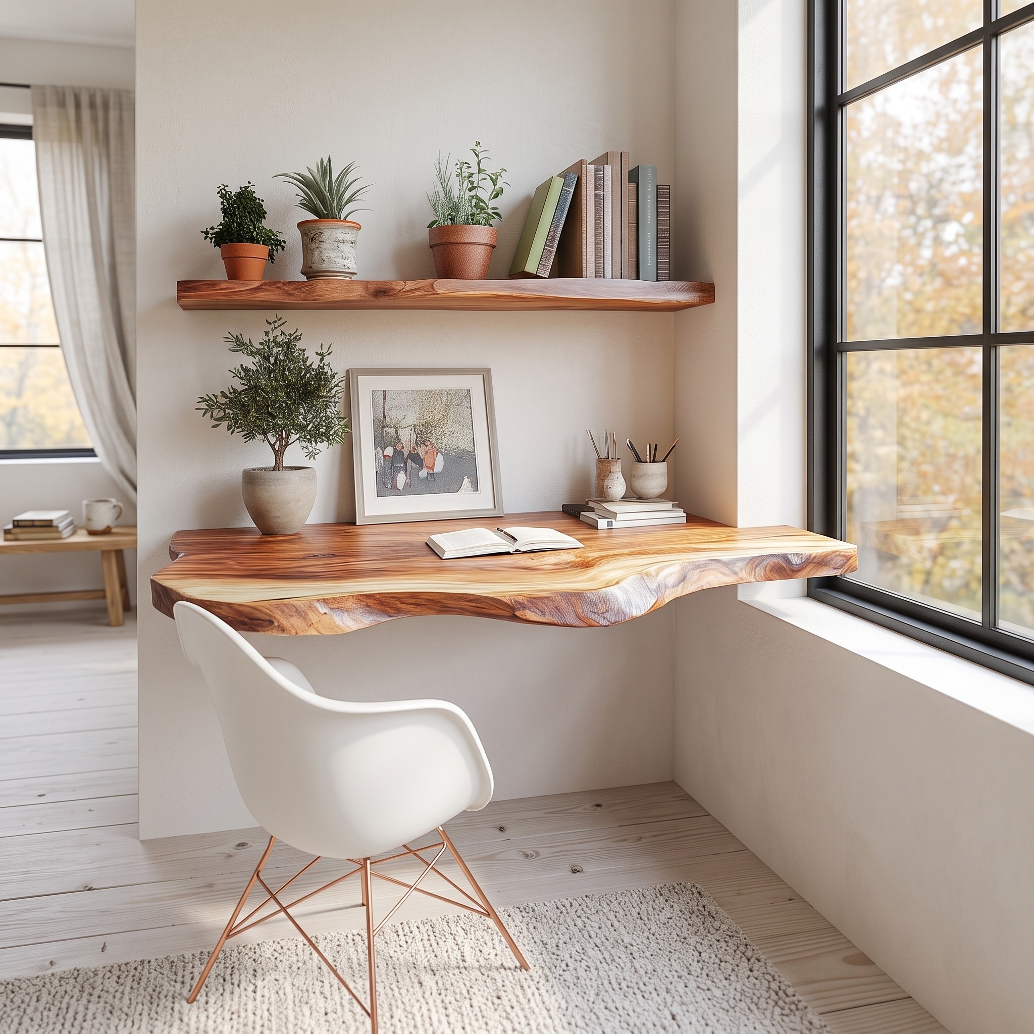 Rustic Wall Mounted Study Desk Shelf Living Room