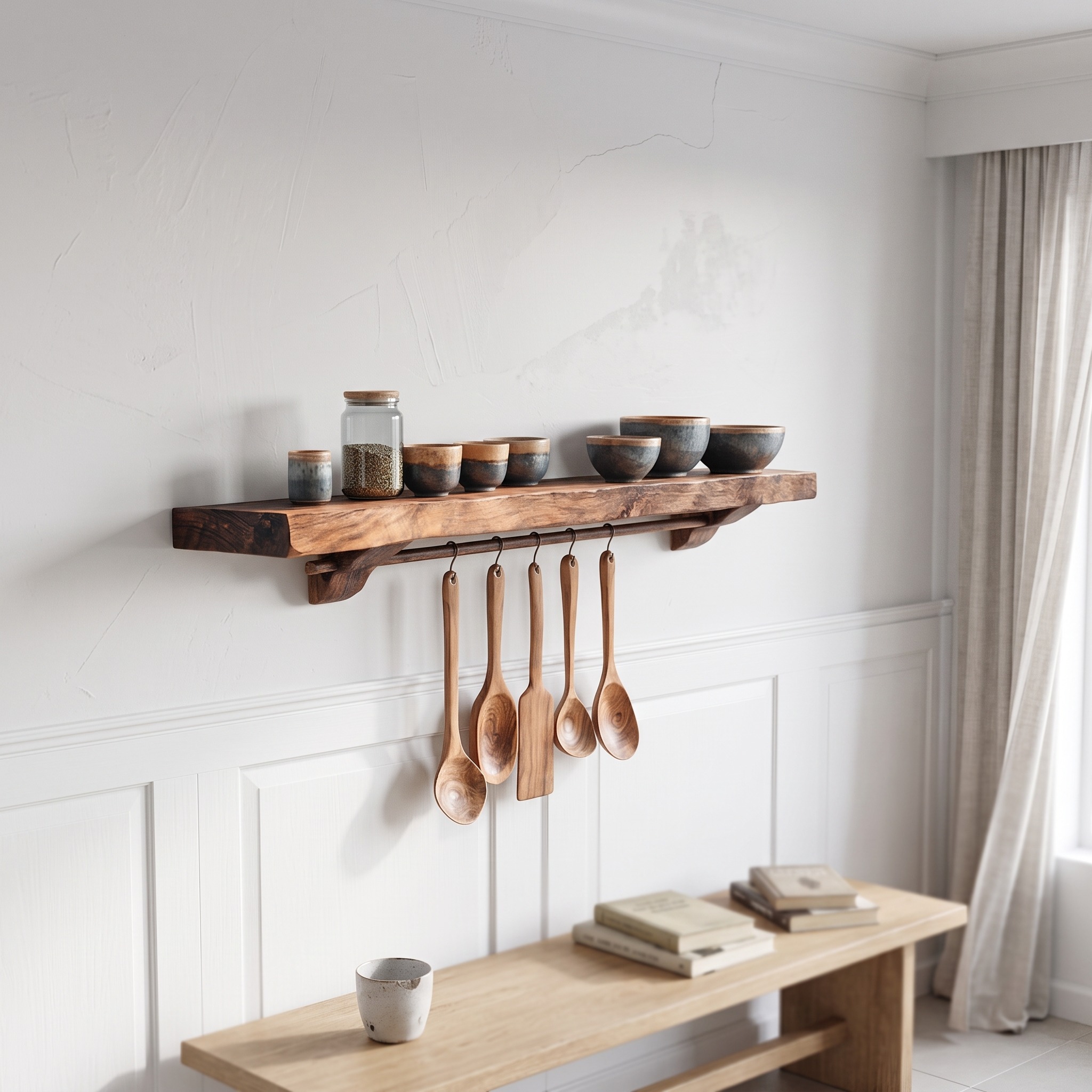 Rustic Wall Storage Organizer Shelf for Kitchen