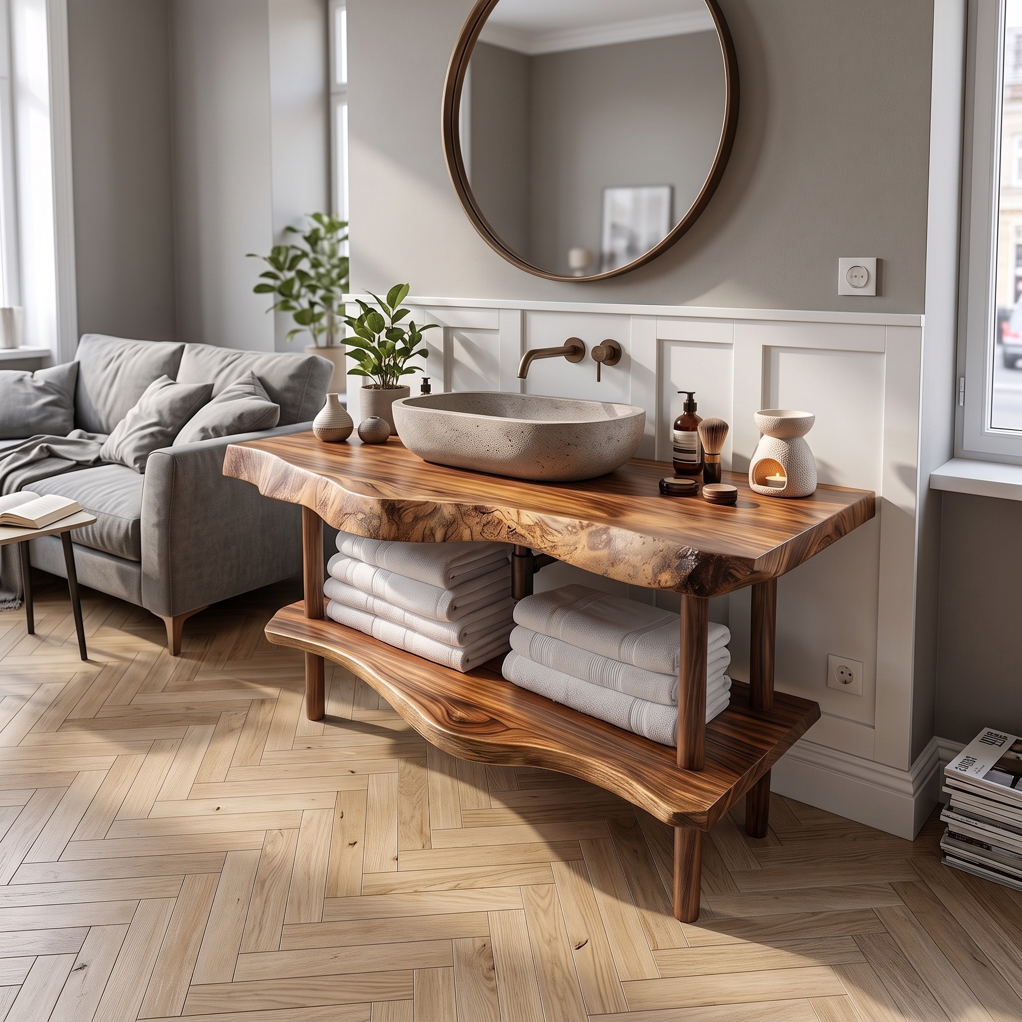 Rustic Wood Bathroom Vanity for Functional Decor