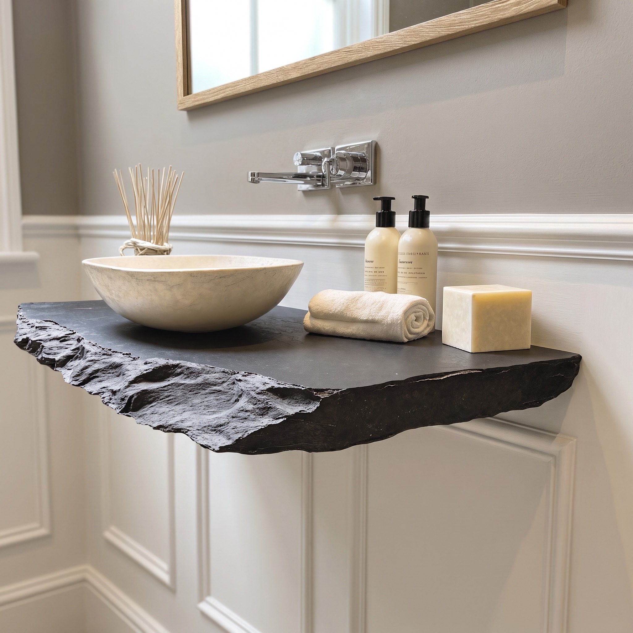 Rustic Wood Bathroom Vanity Shelf