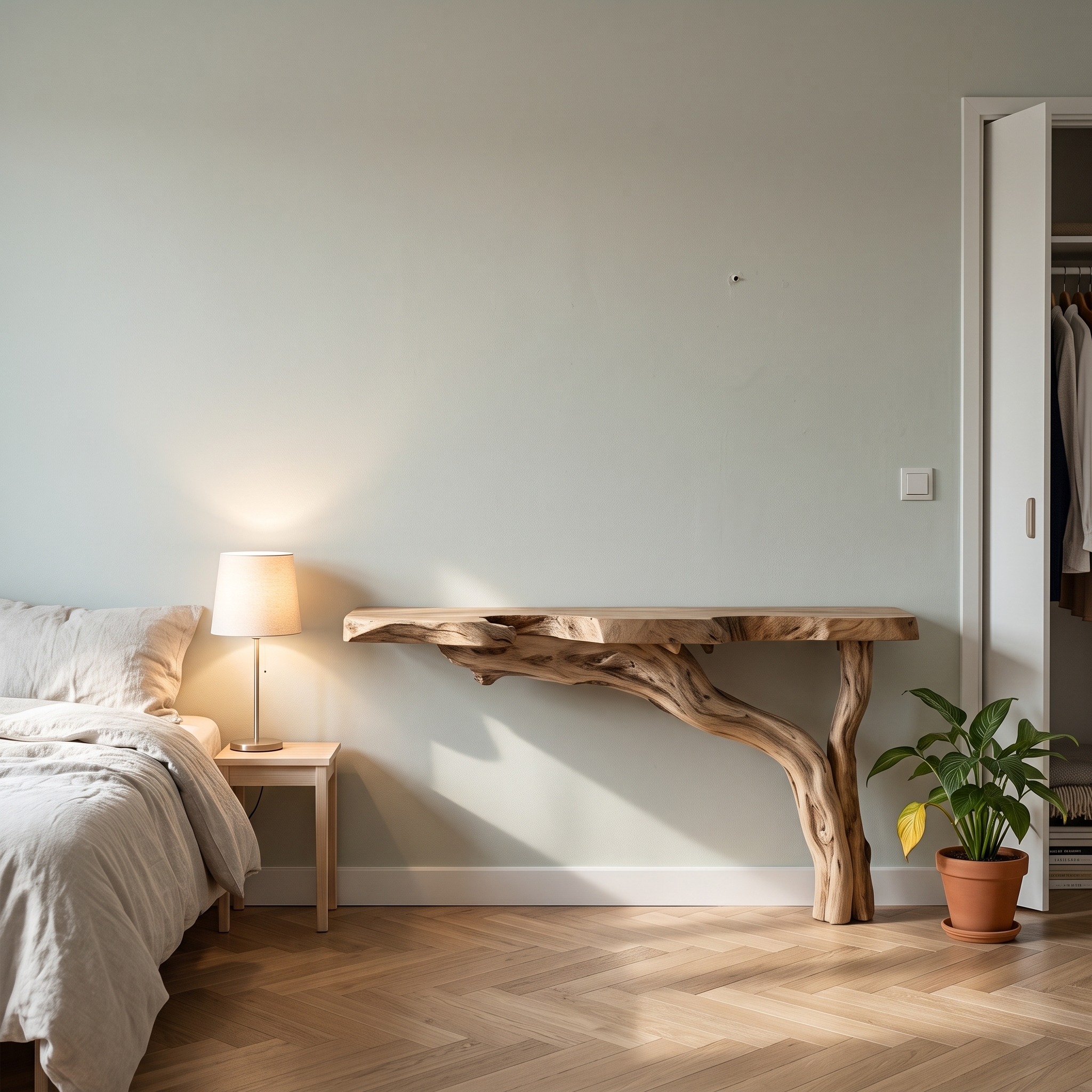 Rustic Wood Floating Side Table for Modern Spaces