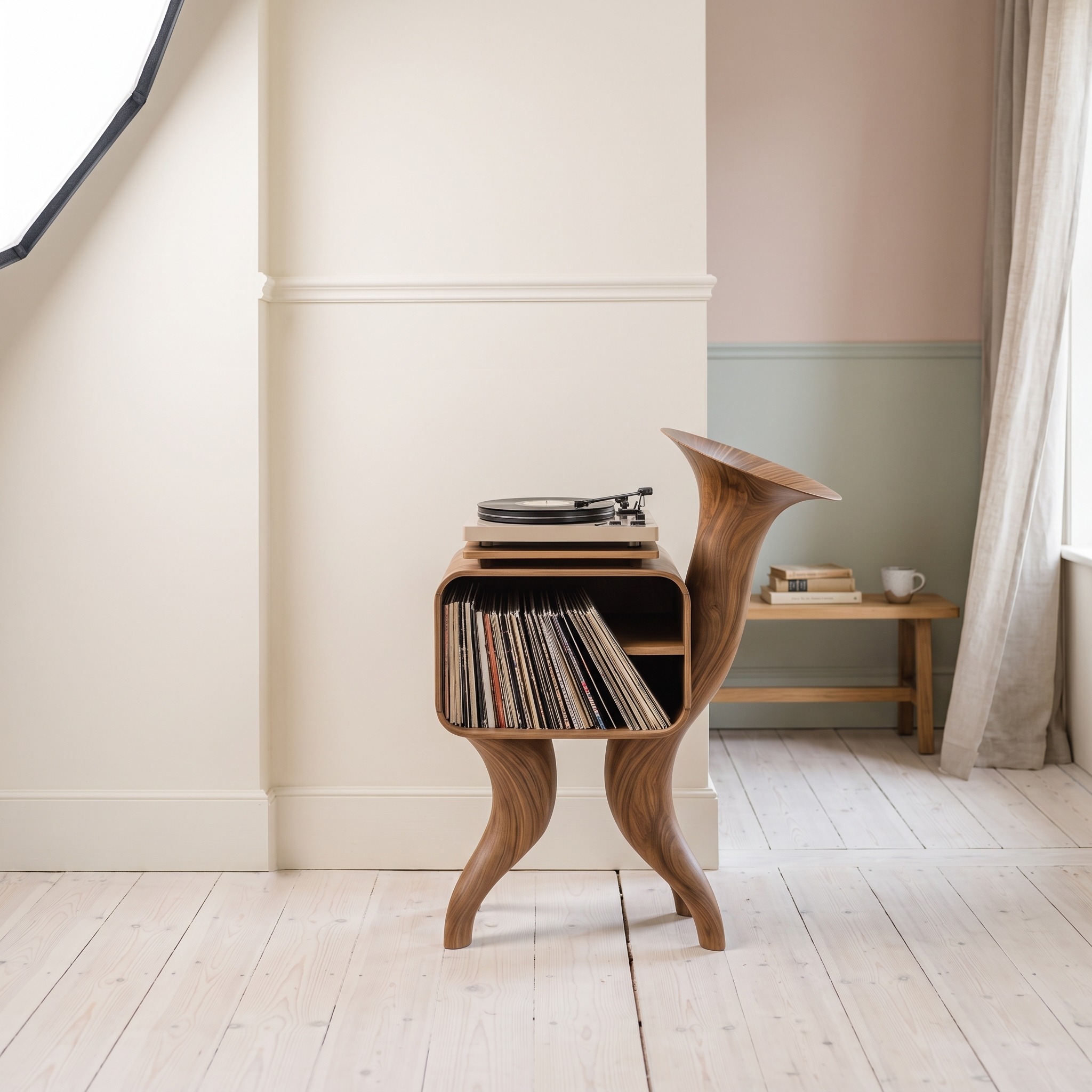 Rustic Wood Record Stand for Bedroom Organization