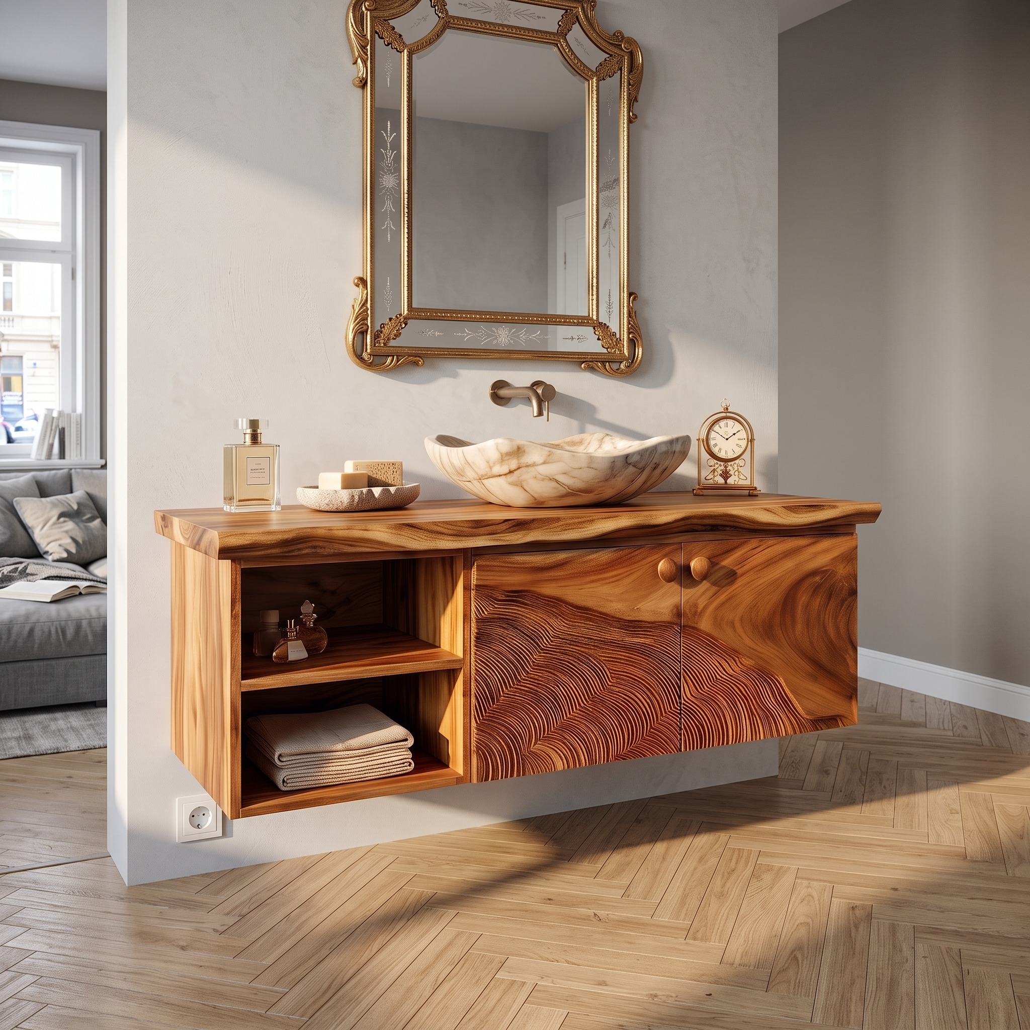 Rustic Wood Vanity Luxury Ensuite Bathroom