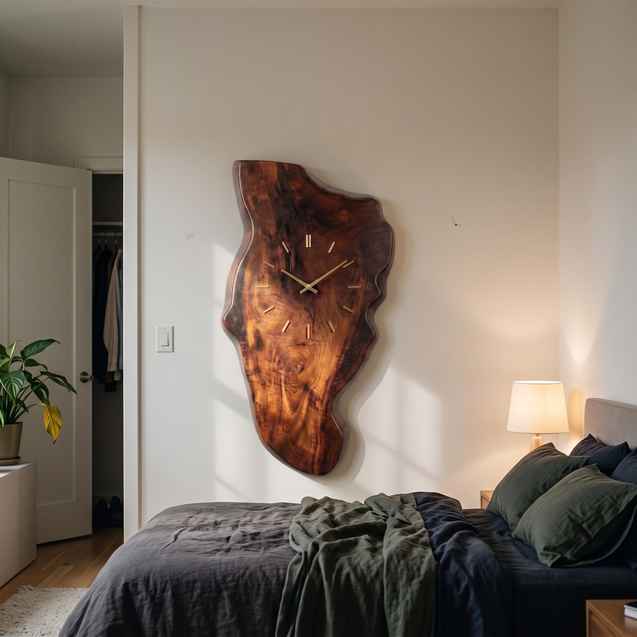 Rustic Wood Wall Clock Solid Wood Living Room
