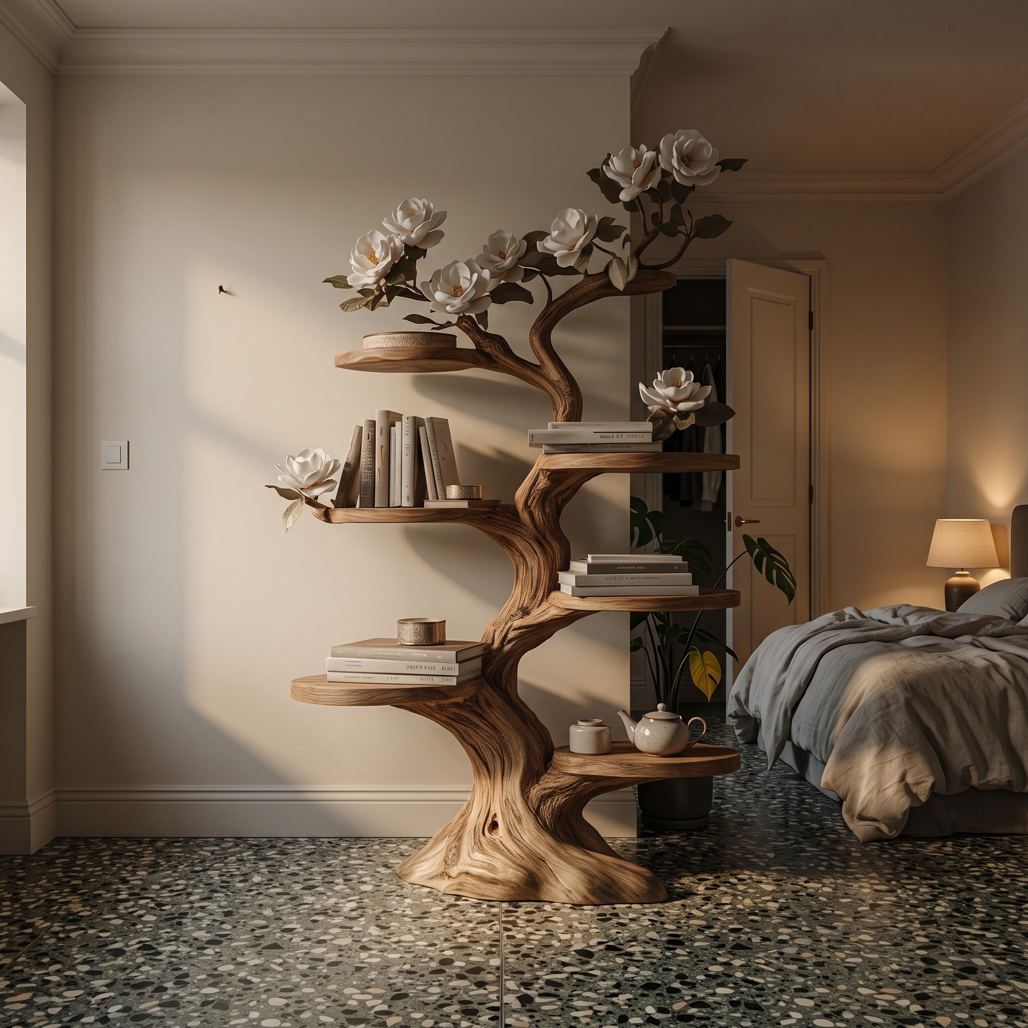 Rustic Wooden Bedside Table Bedroom Living Room Entryway