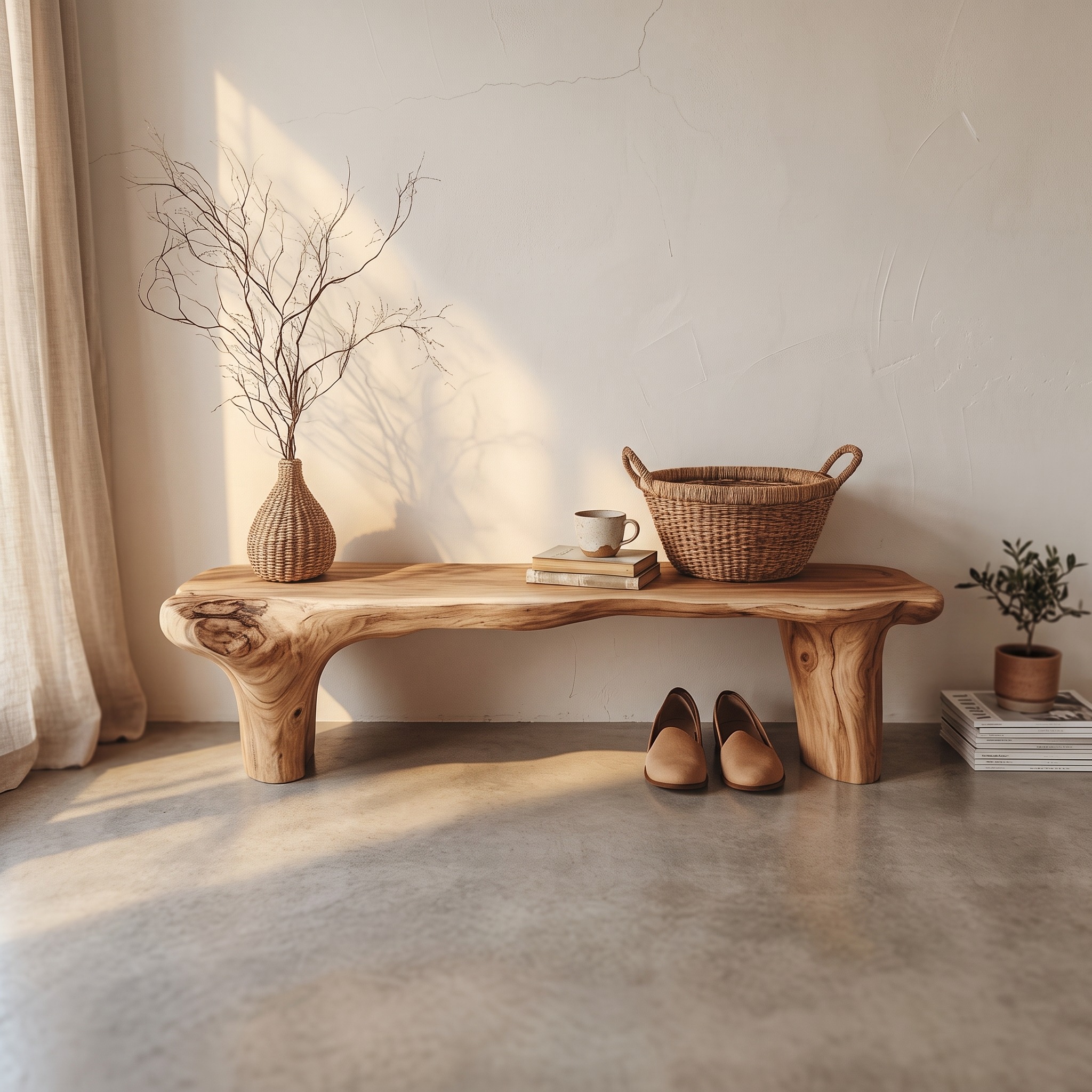 Rustic Wooden Bench Entryway Hallway Bedroom