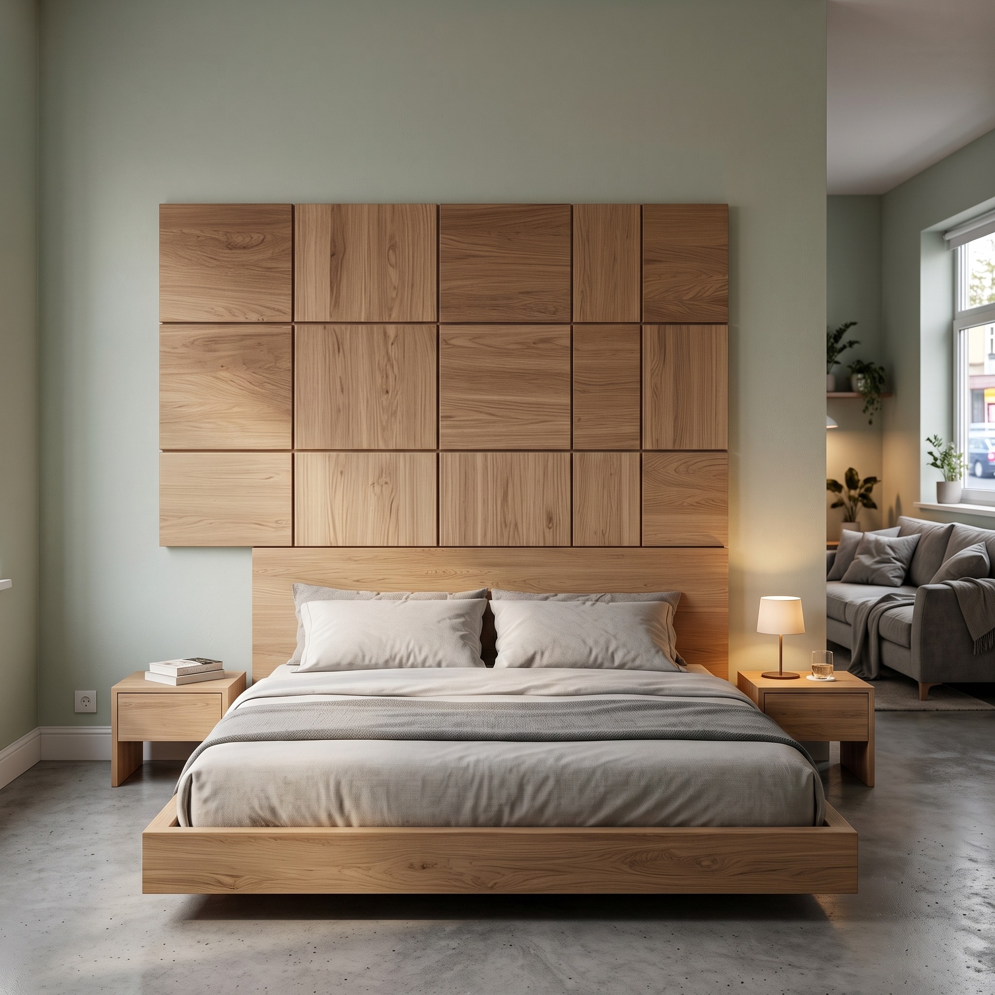 Rustic Wooden Headboard Bedroom Wall Accent