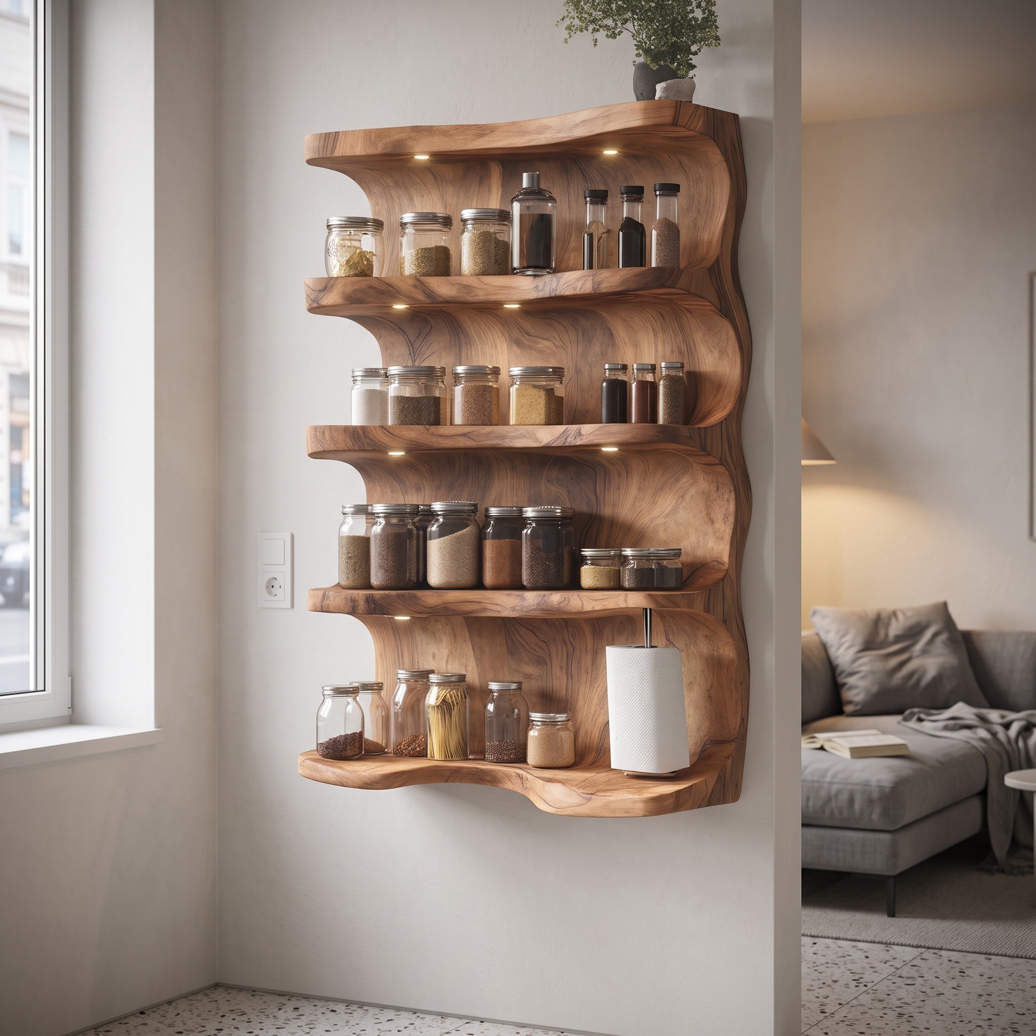 Rustic Wooden Spice Rack for Kitchen Countertop Decor