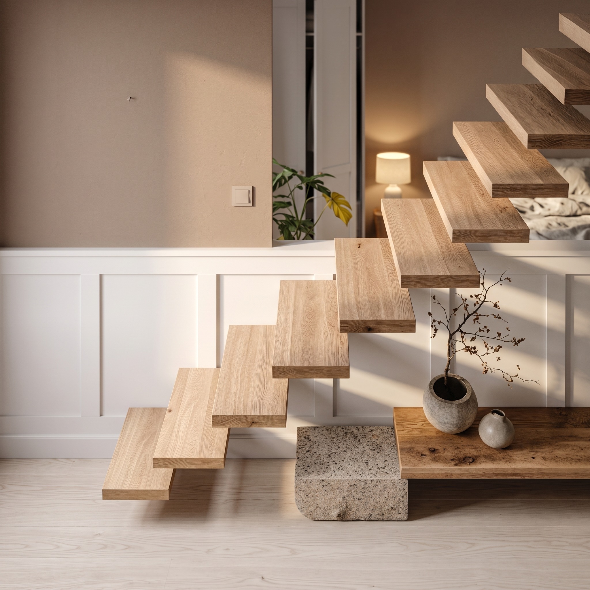Rustic Wooden Stair Essential Unique Decor