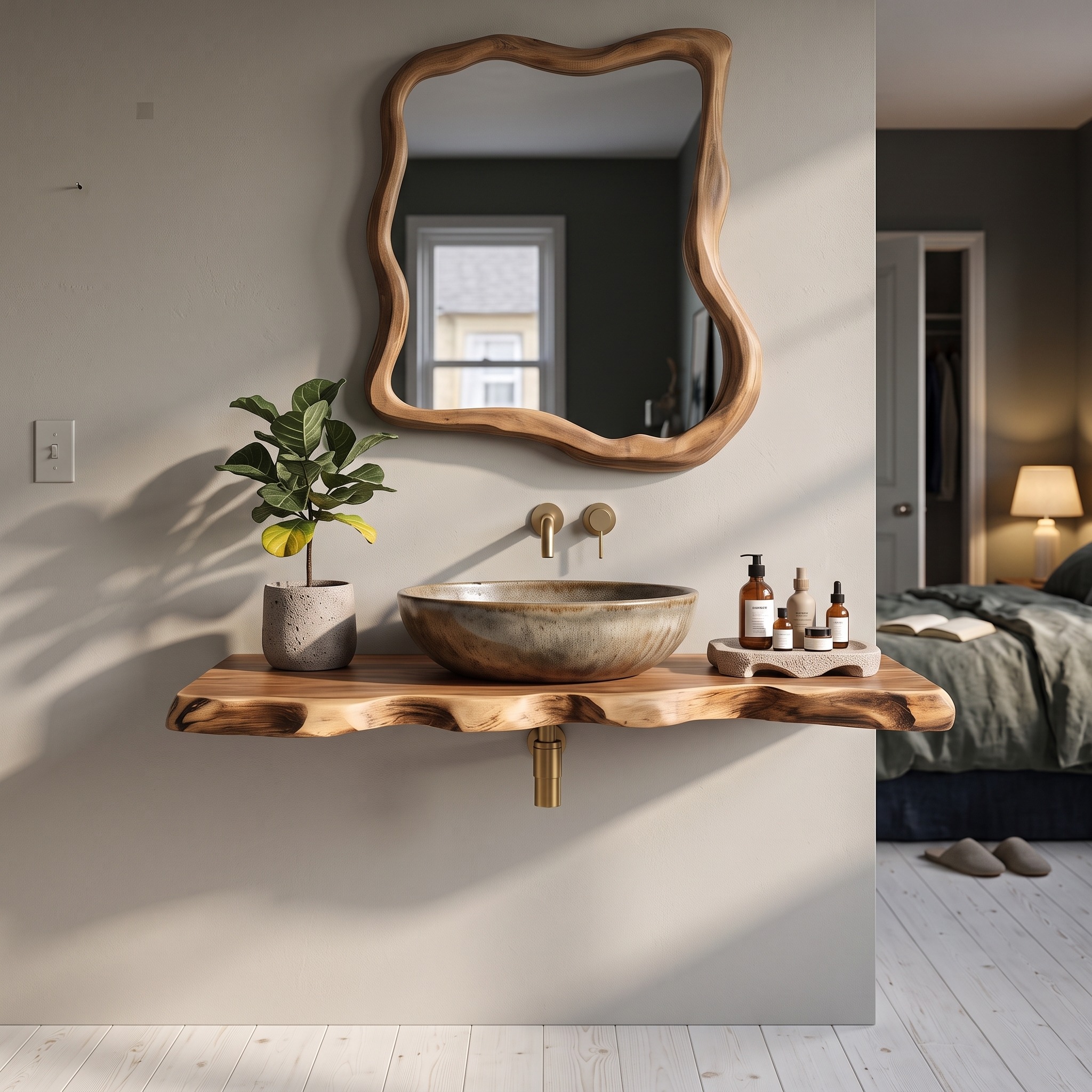 Rustic Wooden Vanity for Bathroom Decor
