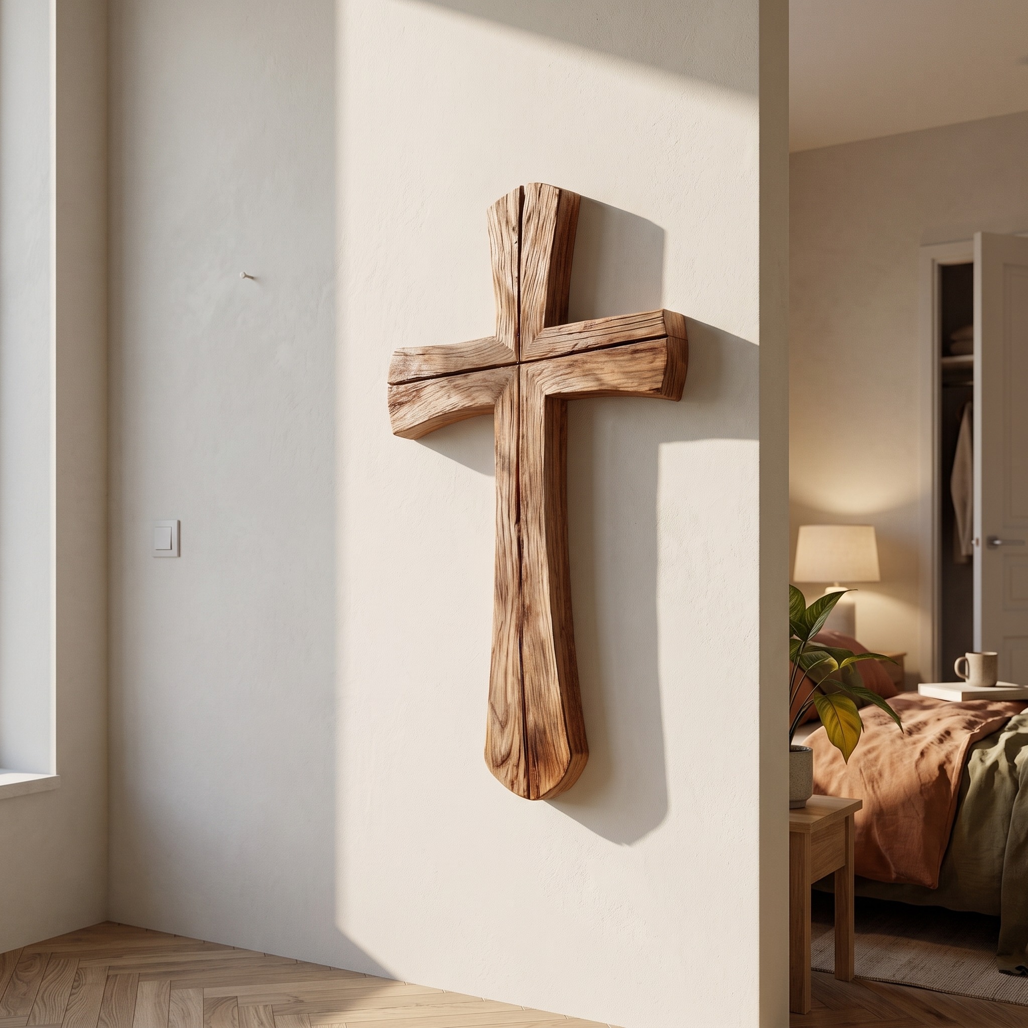 Rustic Wooden Wall Cross Living Room and Study Room