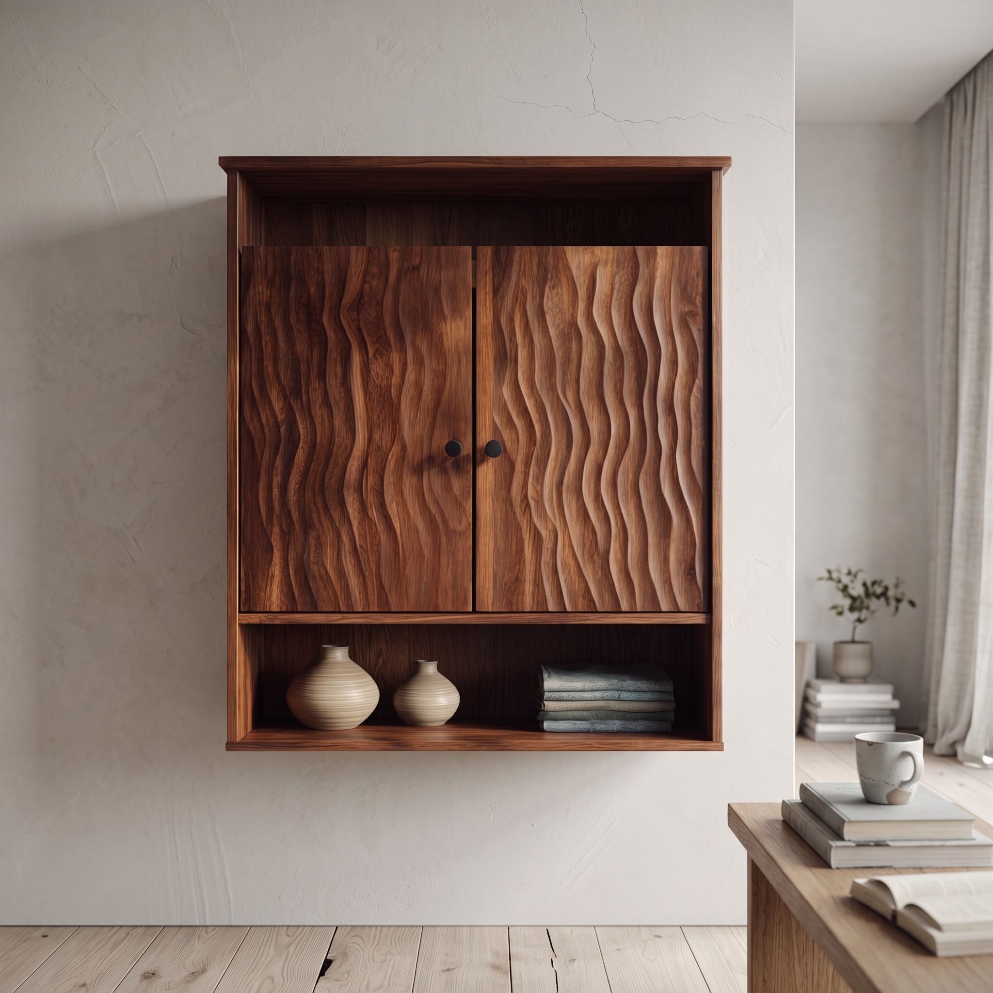 Rustic Wooden Wine Cabinet Living Room Bar