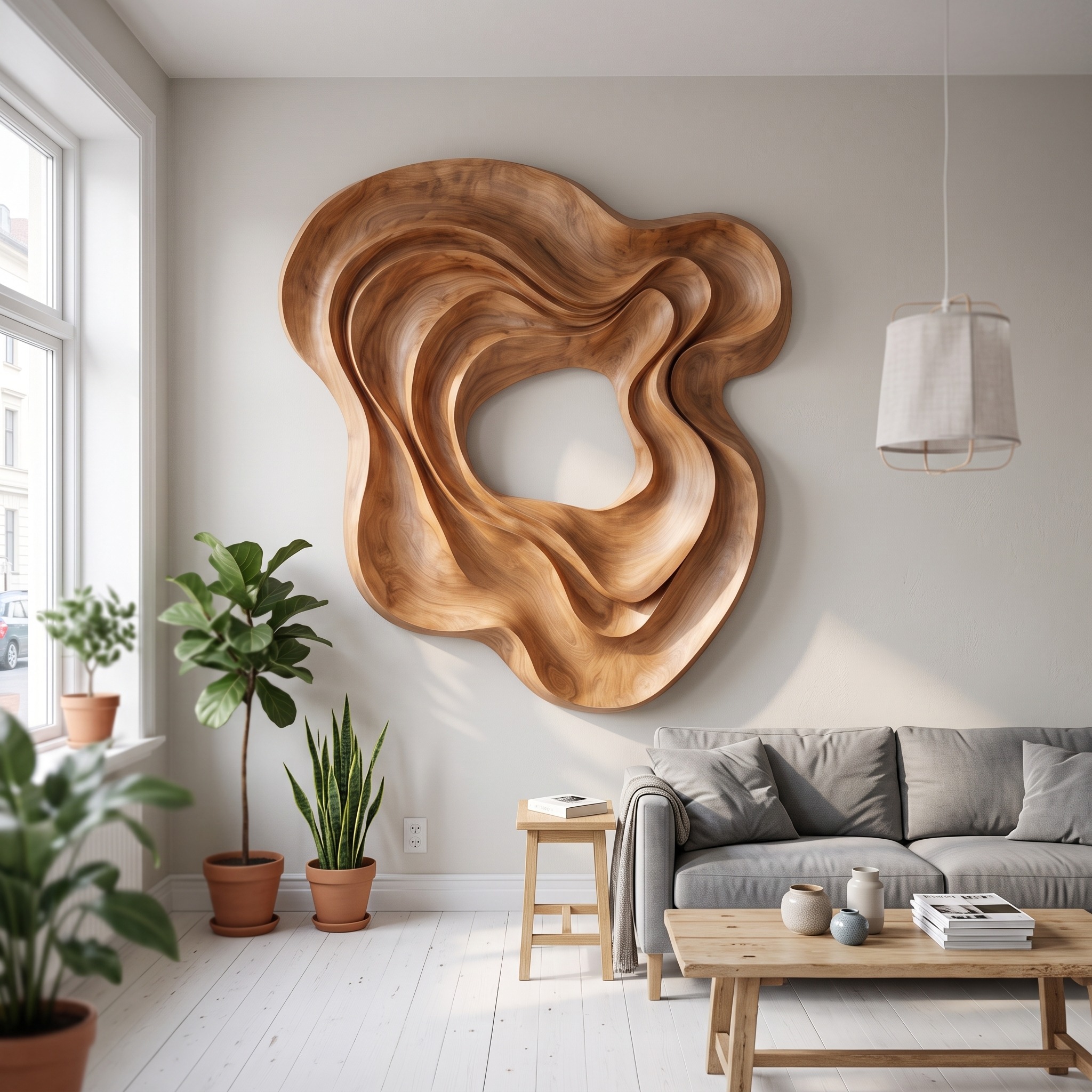 Scandinavian Abstract Wall Panel Decor for Entryway Area