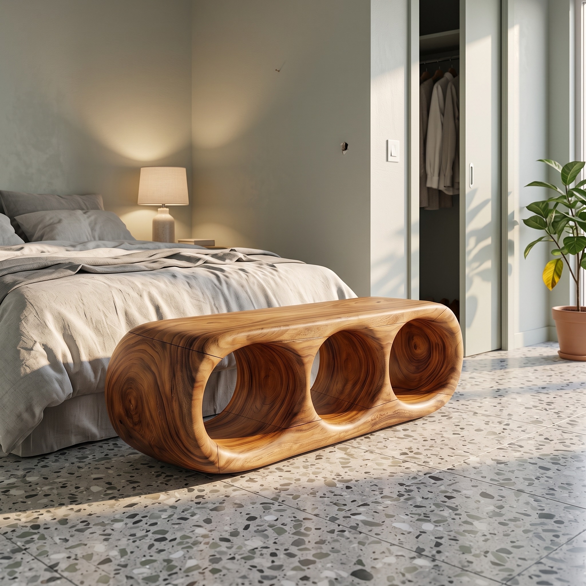 Scandinavian Bench Contemporary Hallway Chair