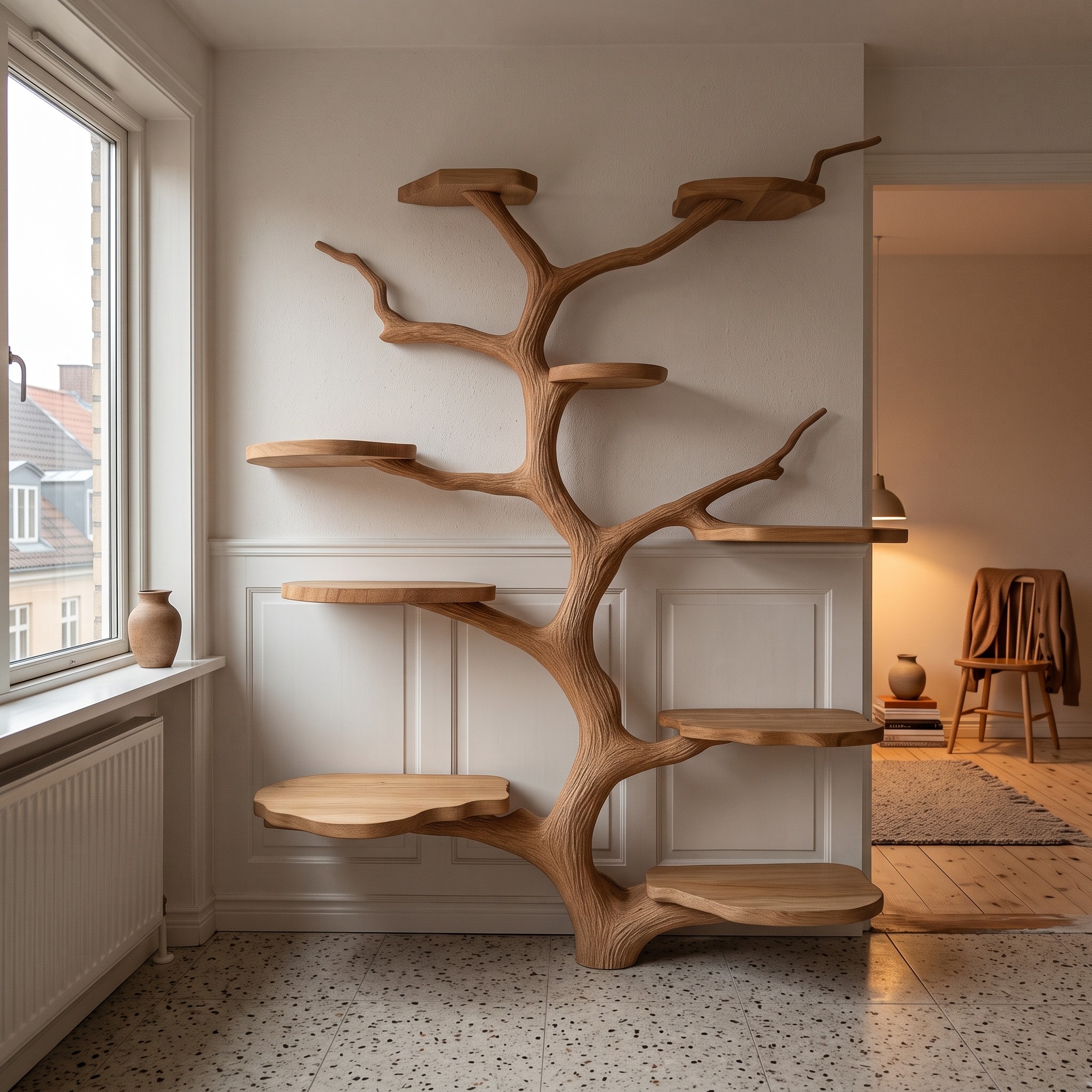 Scandinavian Cat Tree Multi-Level Climbing Shelf for Modern Interiors