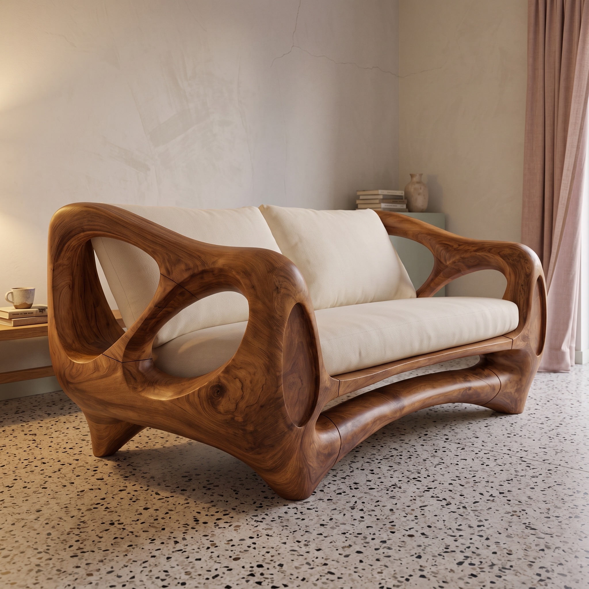 Scandinavian Curved Sofa for Living Room and Sunroom