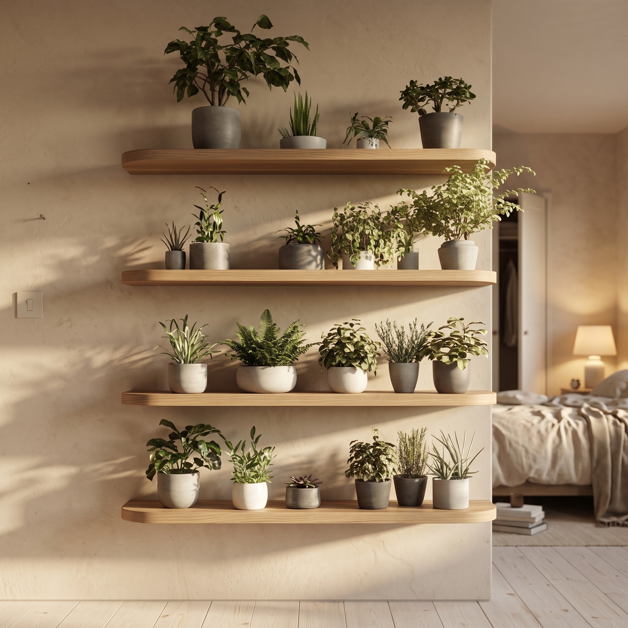 Scandinavian Modern Wall Mounted Shelf Living Room or Bedroom
