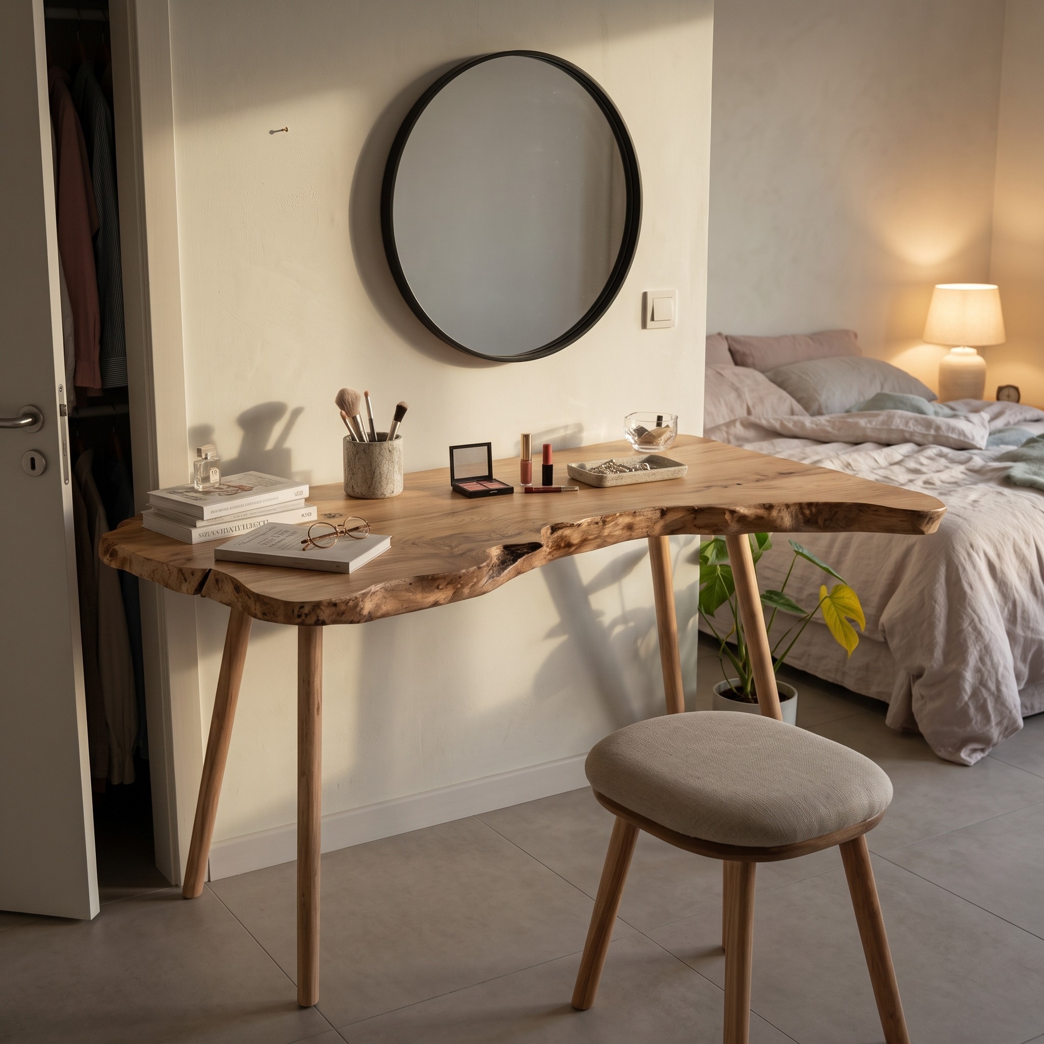 Scandinavian Natural Makeup Table Bedroom and Beauty Room