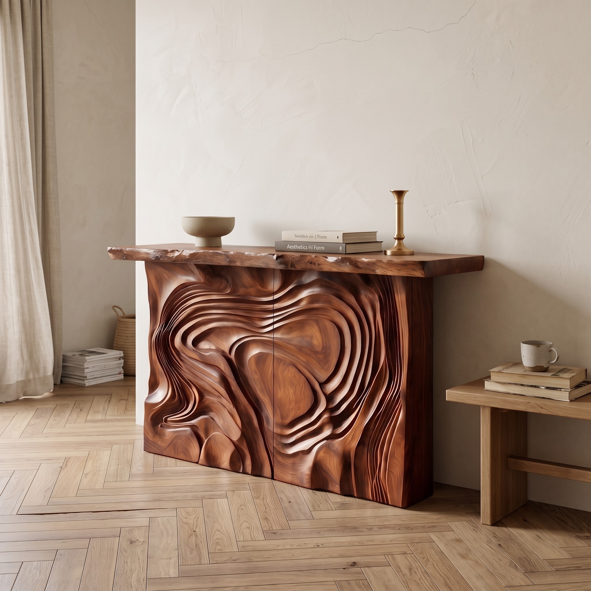 Scandinavian Organic Edge Accent Table for Entry Hall Interior