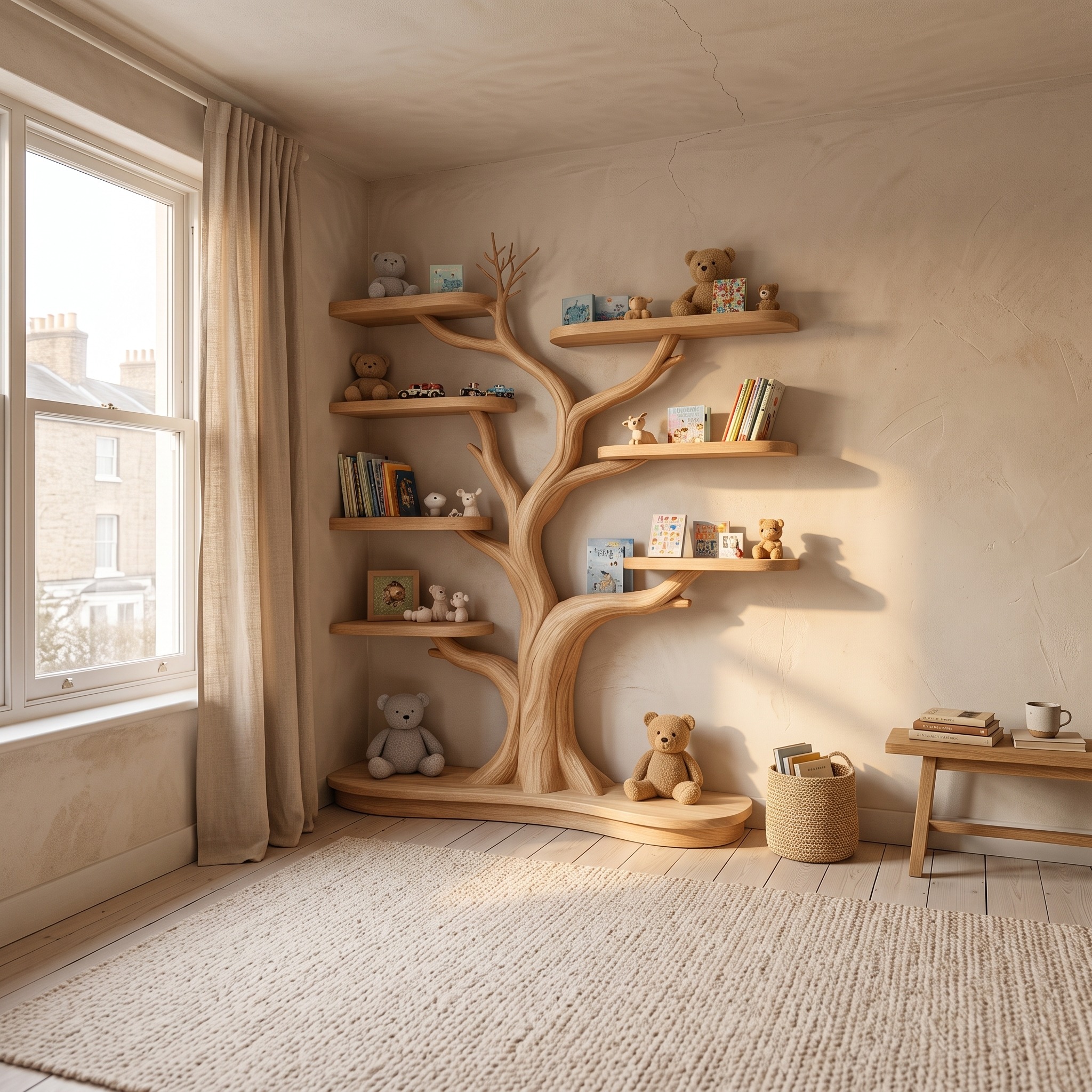Scandinavian Organic Tree Bookshelf Kids Corner Shelf