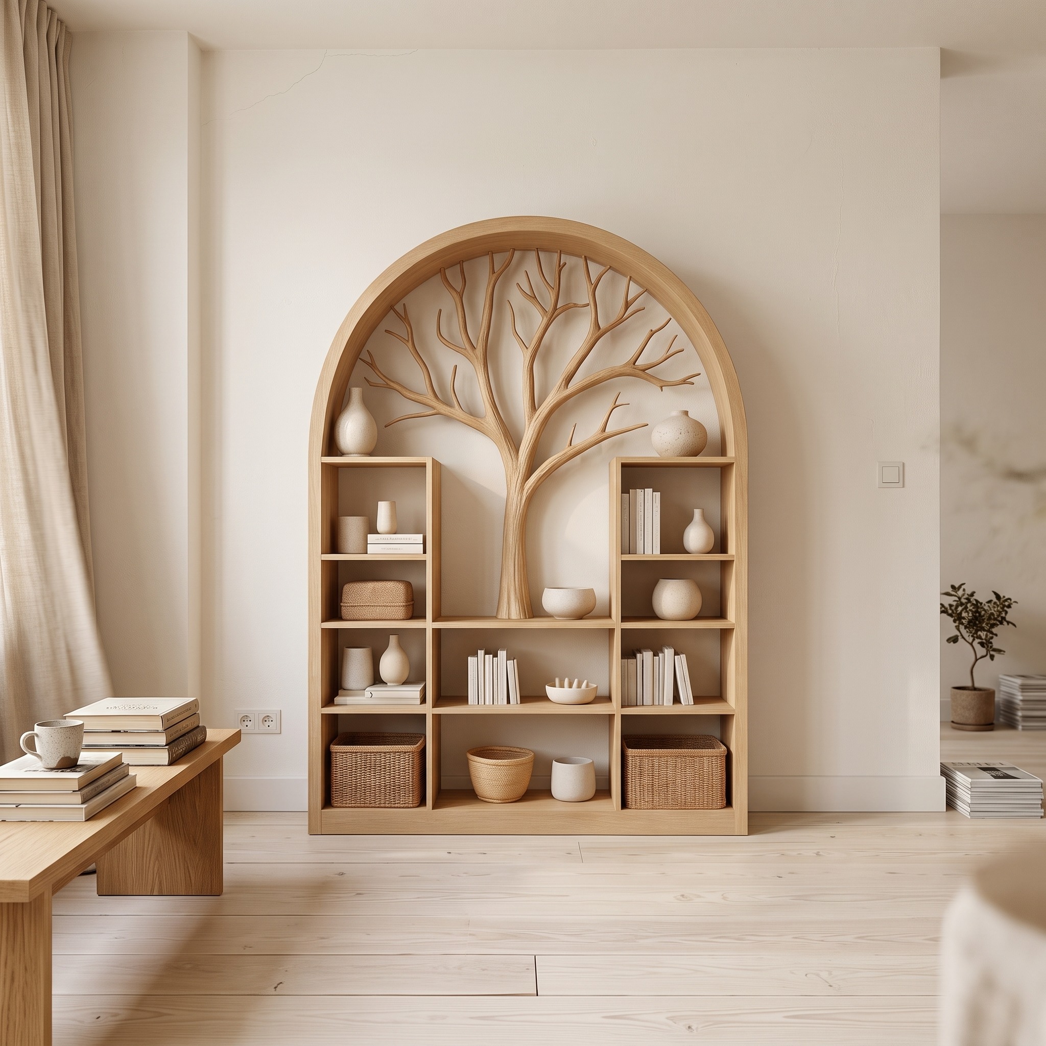 Scandinavian Rustic Display Storage Cabinet Living Room and Office