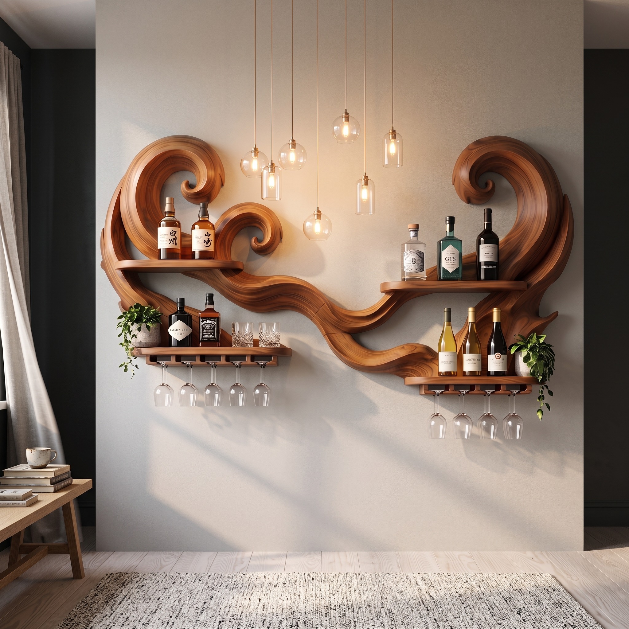 Scandinavian Wall Wine Rack for Dining Area