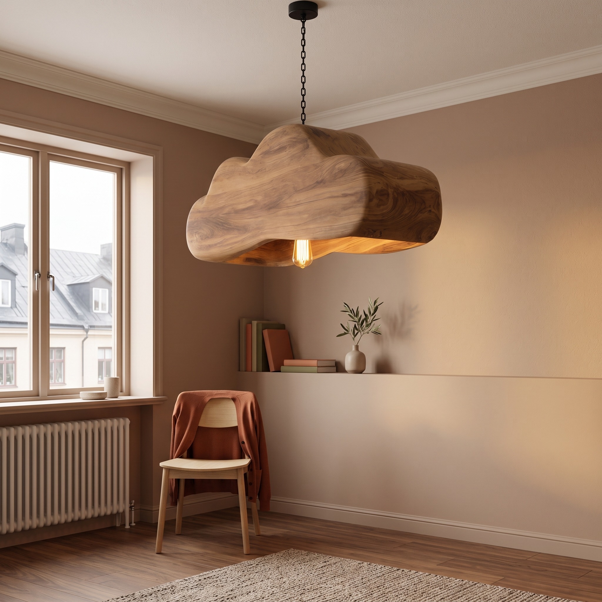 Scandinavian Wooden Pendant Light for Contemporary Kitchen Island