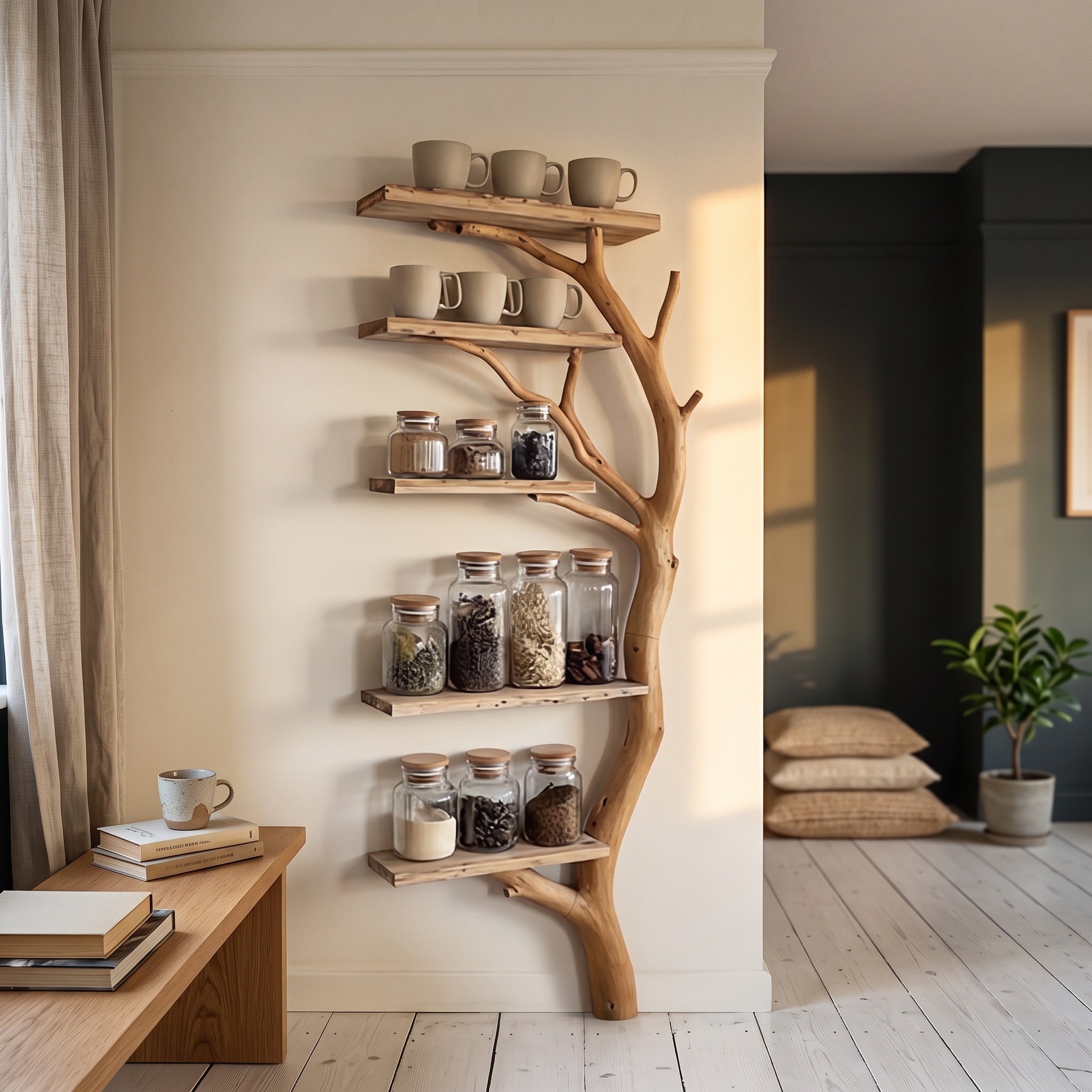 Sculptural Branch Kitchen Storage Shelf Kitchen Interior Pantry Display