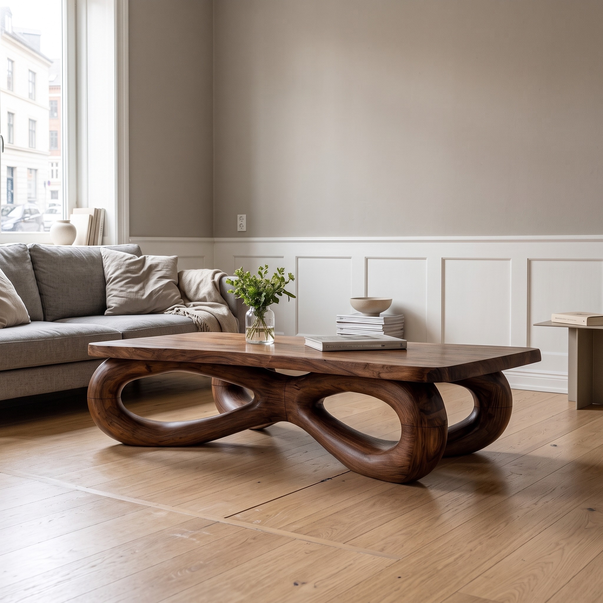 Sculptural Coffee Table with Organic Loop Design for Living Room