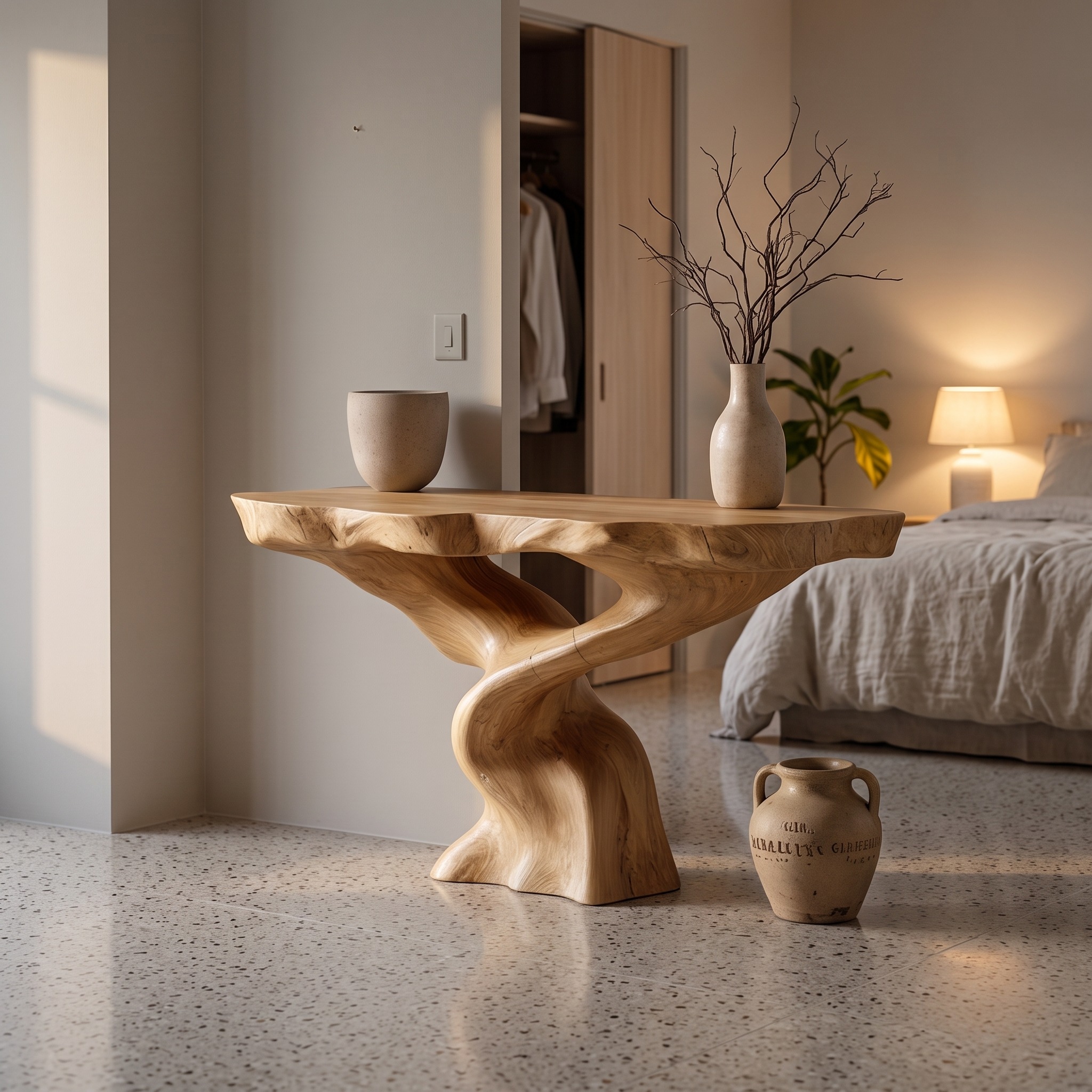 Sculptural Console Table Living Room Interior Artistic Statement