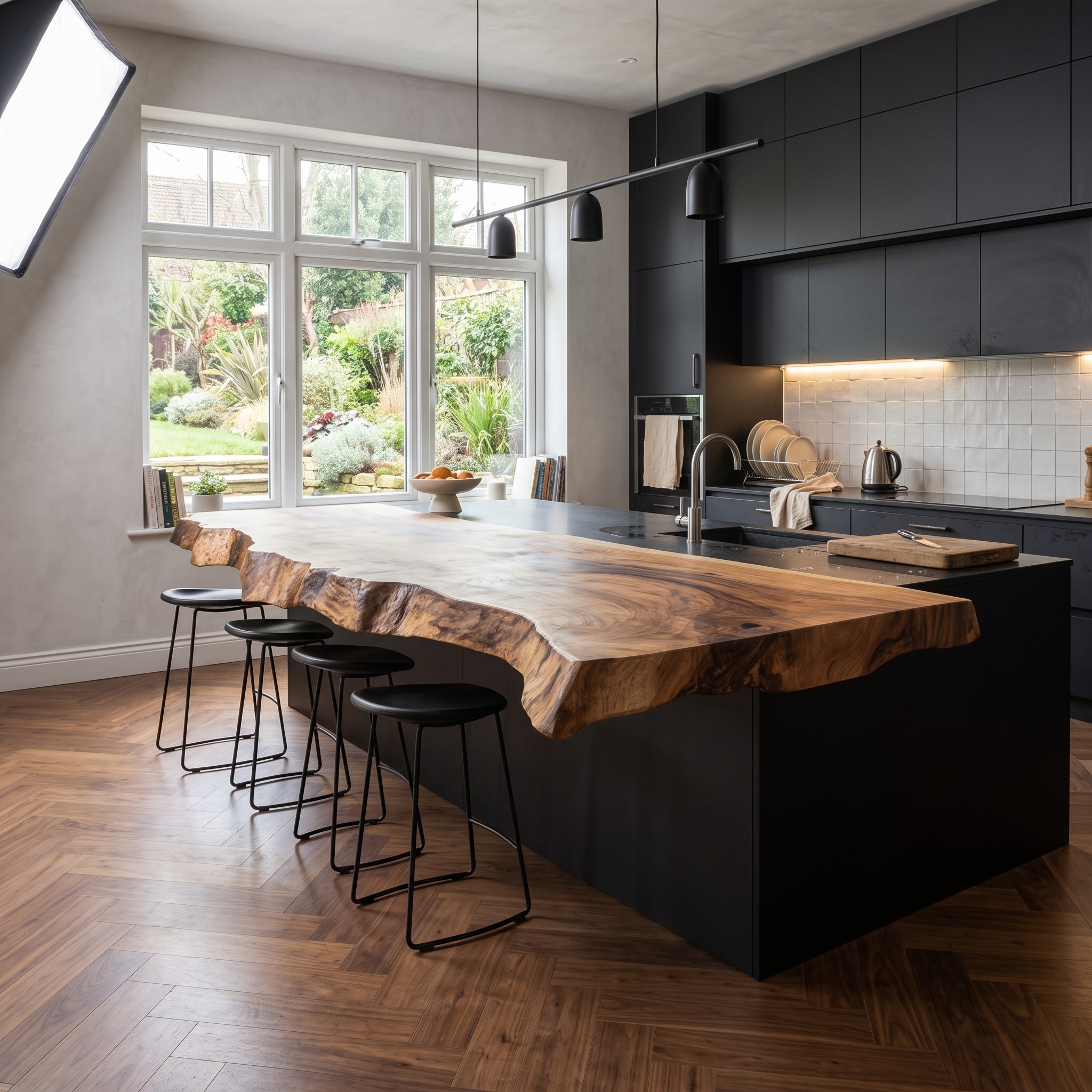 Sculptural Live Edge Kitchen Island Kitchen or Breakfast Area