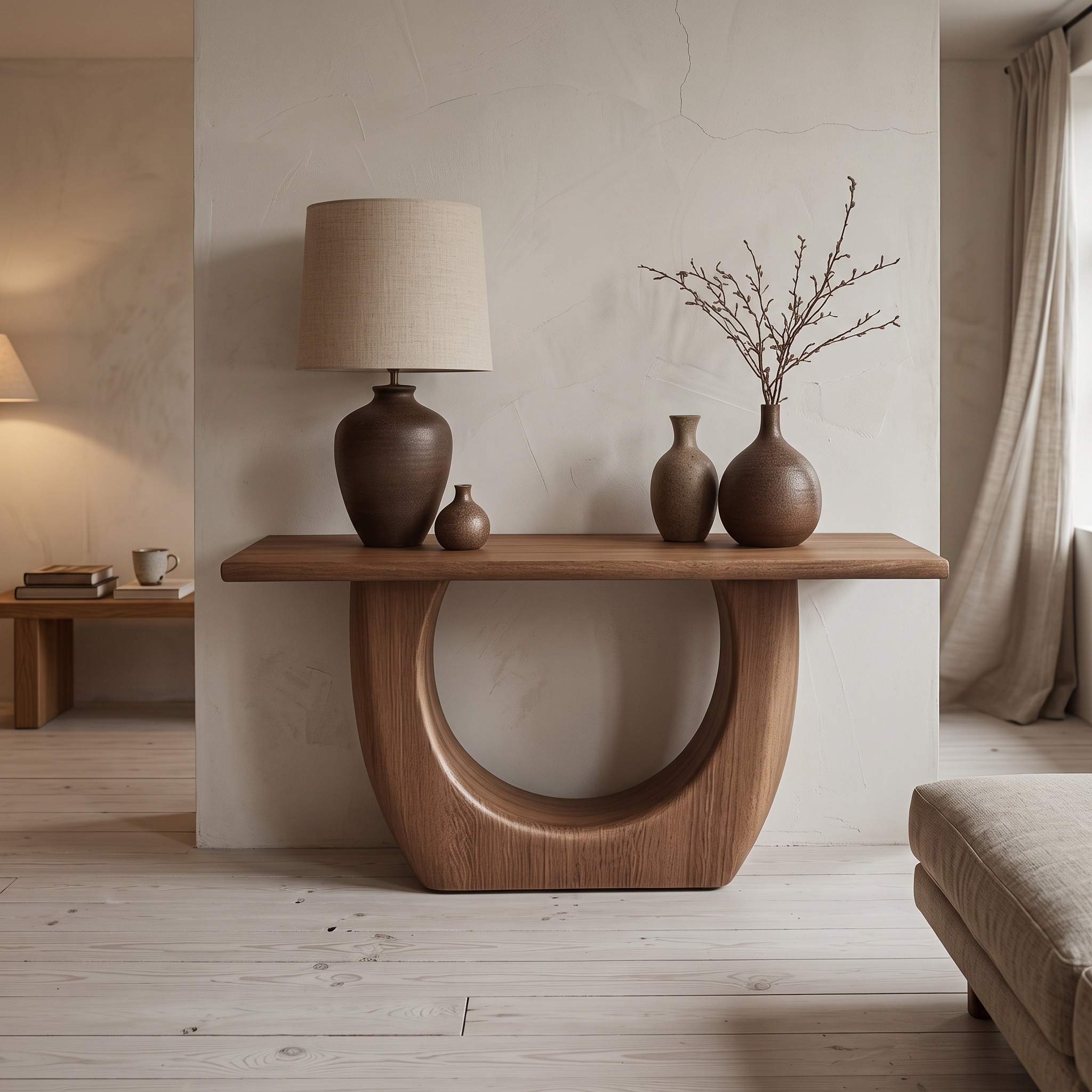 Sculptural Modern Console Table Living Room and Entryway