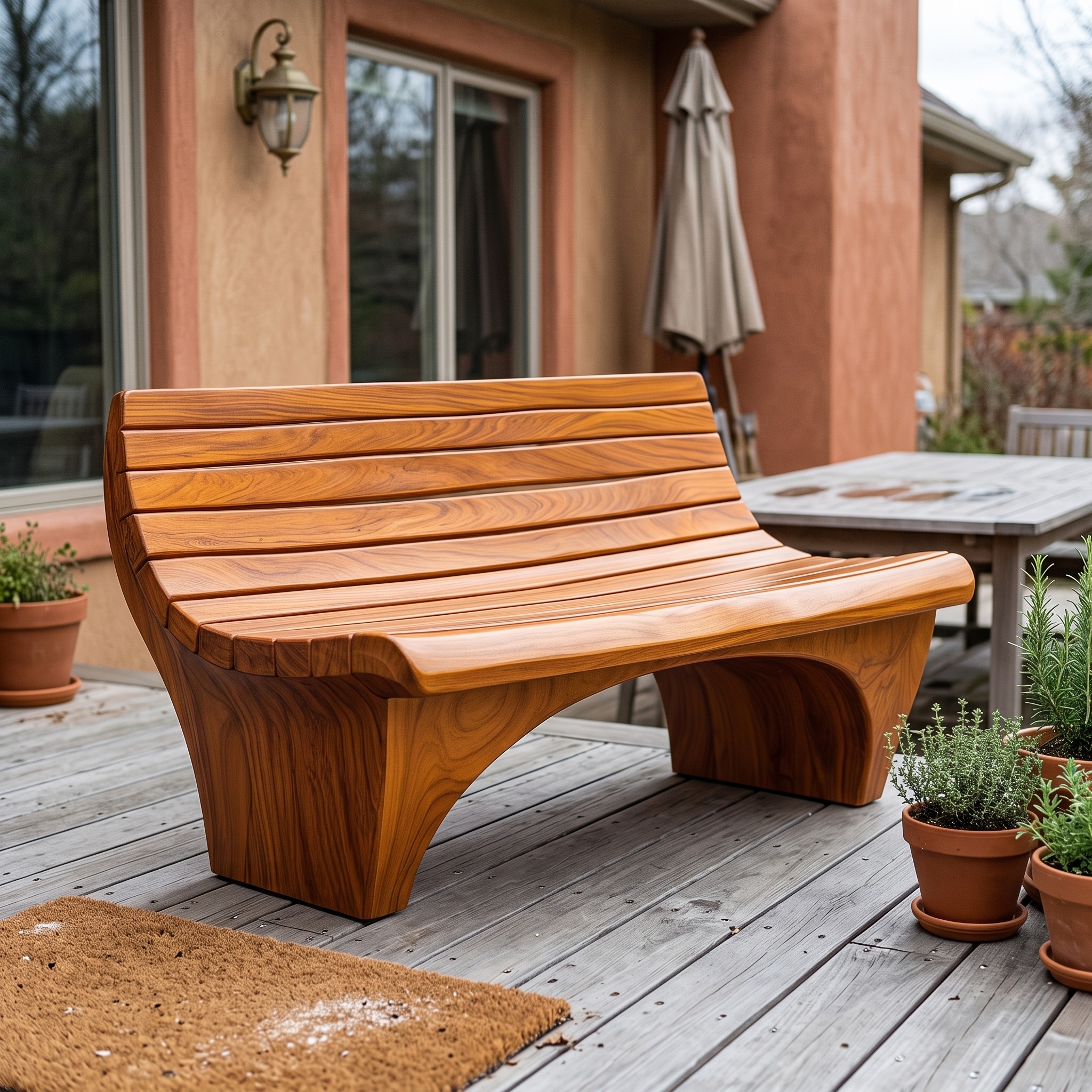 Sculptural Modern Garden Bench Outdoor Patio