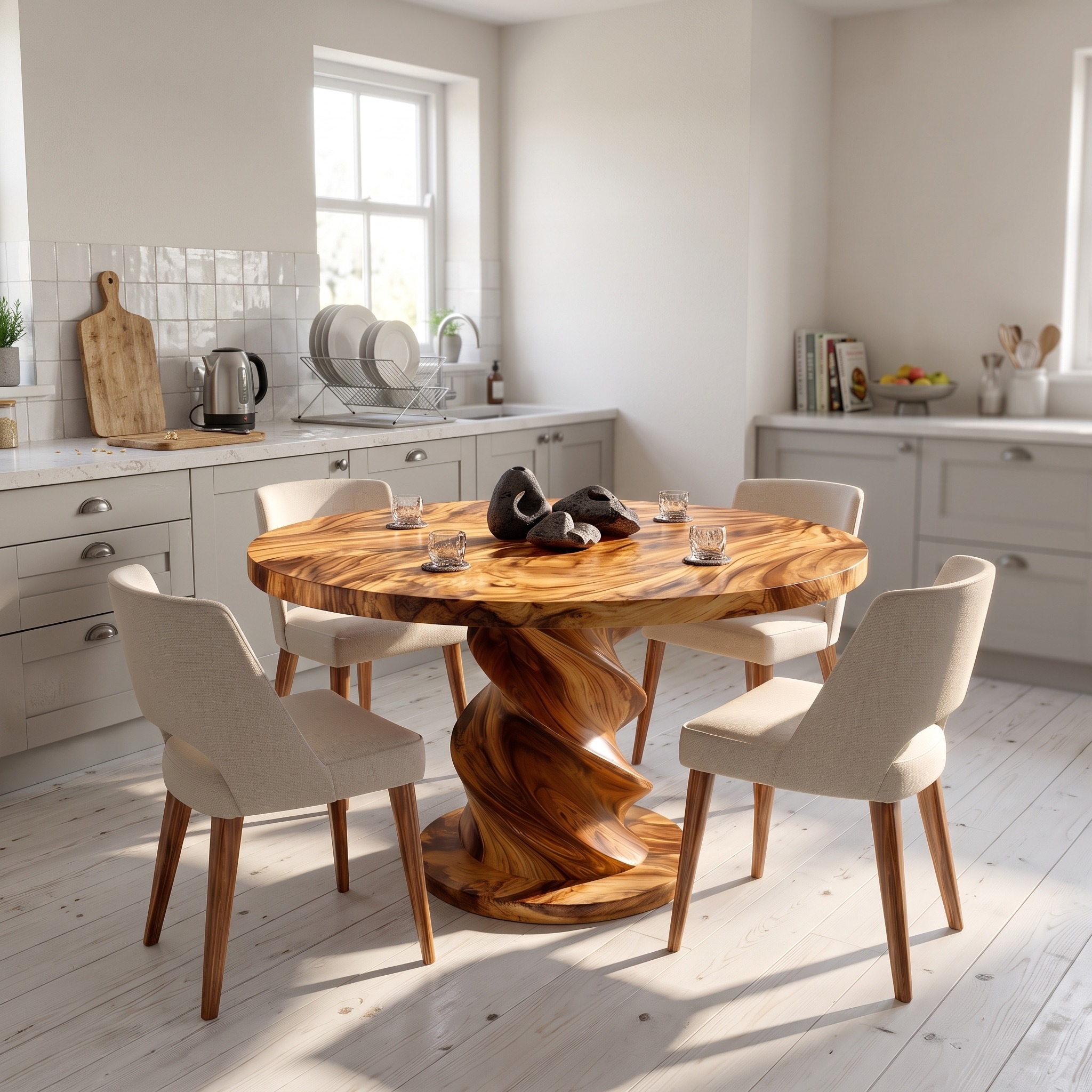 Sculptural Round Bistro Table for Tropical Dining Room